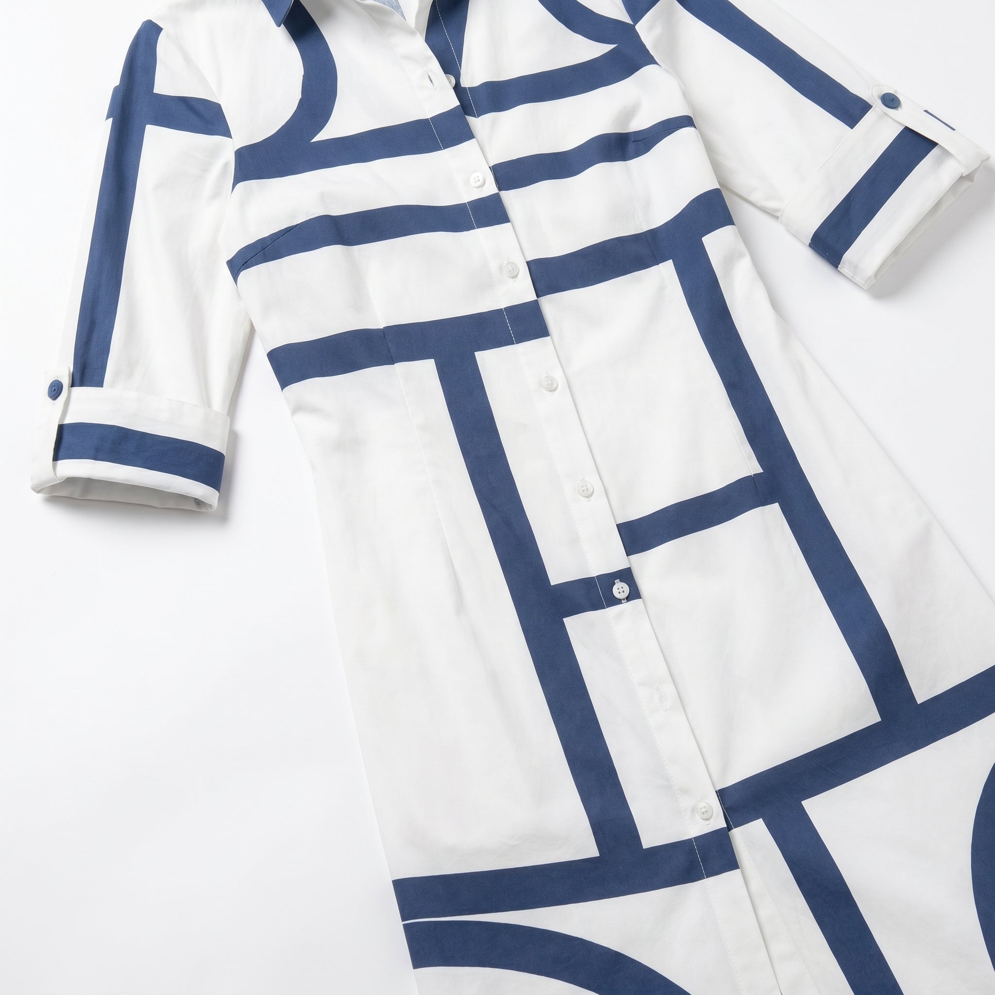 Emily - Women's Quarter Sleeve Mini Dress - Dress - Blue - Taylor & Bennett