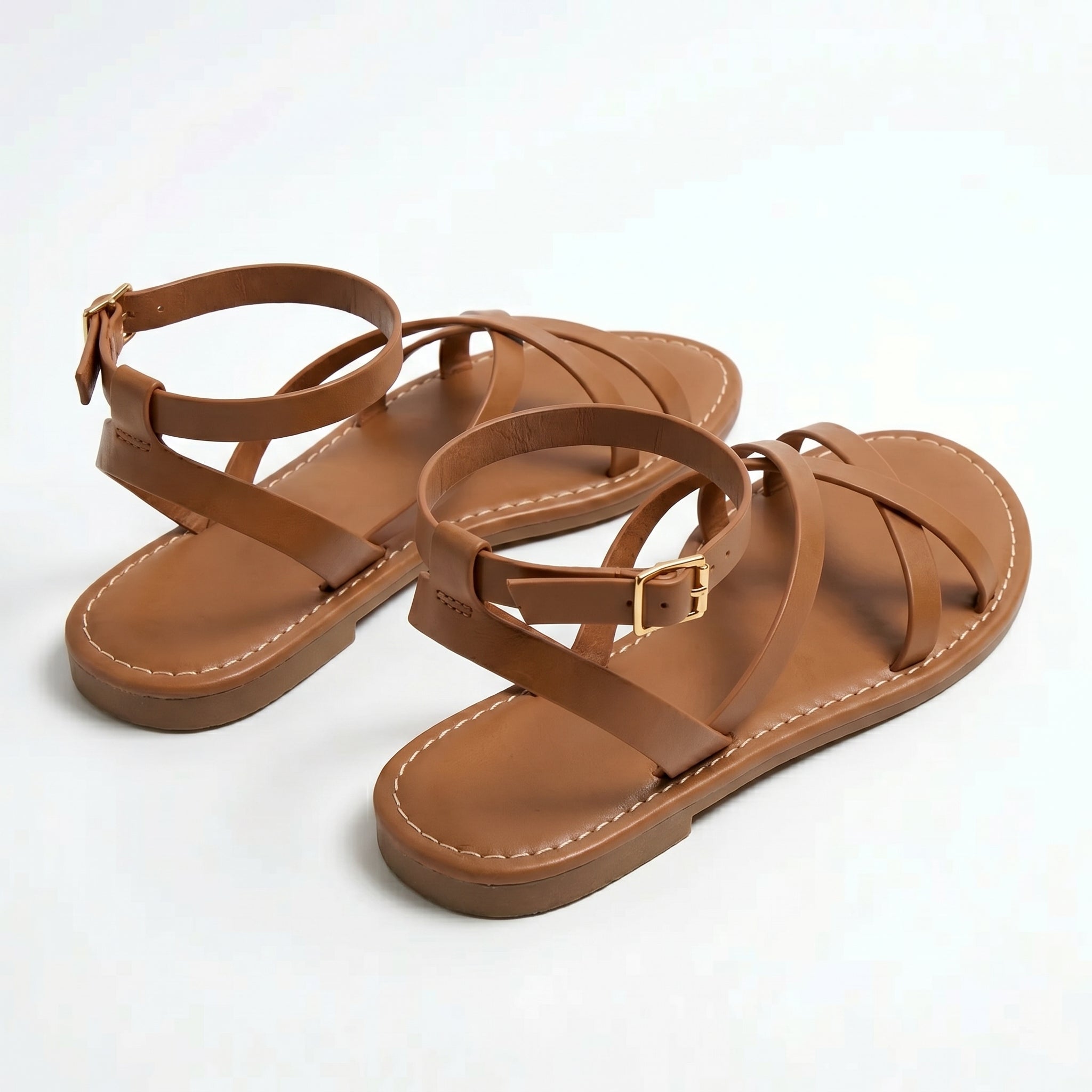 Emily - Women's Summer Flat Strap Sandals - Sandals - Brown - Taylor & Bennett