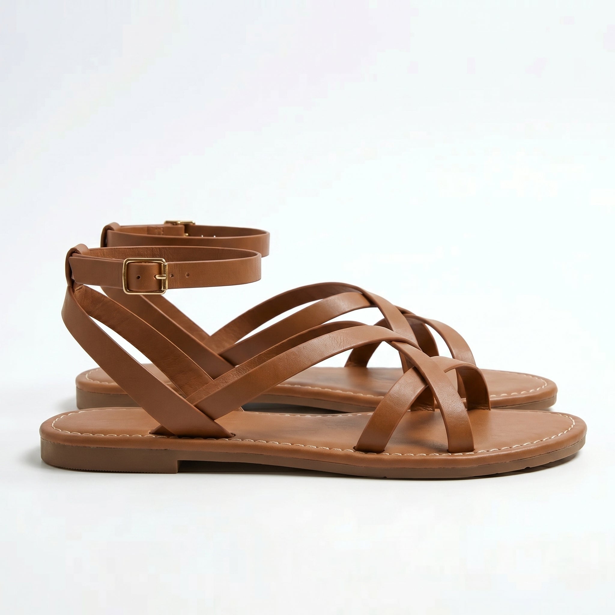 Emily - Women's Summer Flat Strap Sandals - Sandals - Brown - Taylor & Bennett