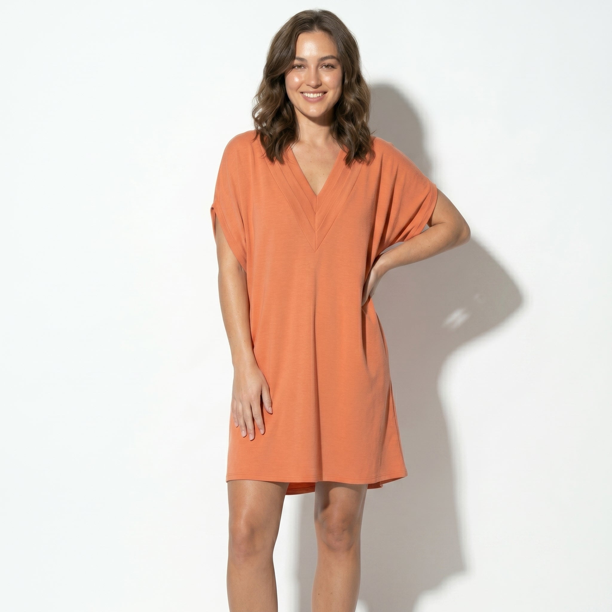 Emma - Women's Relaxed Fit Mini Dress - Dress - Orange - Taylor & Bennett