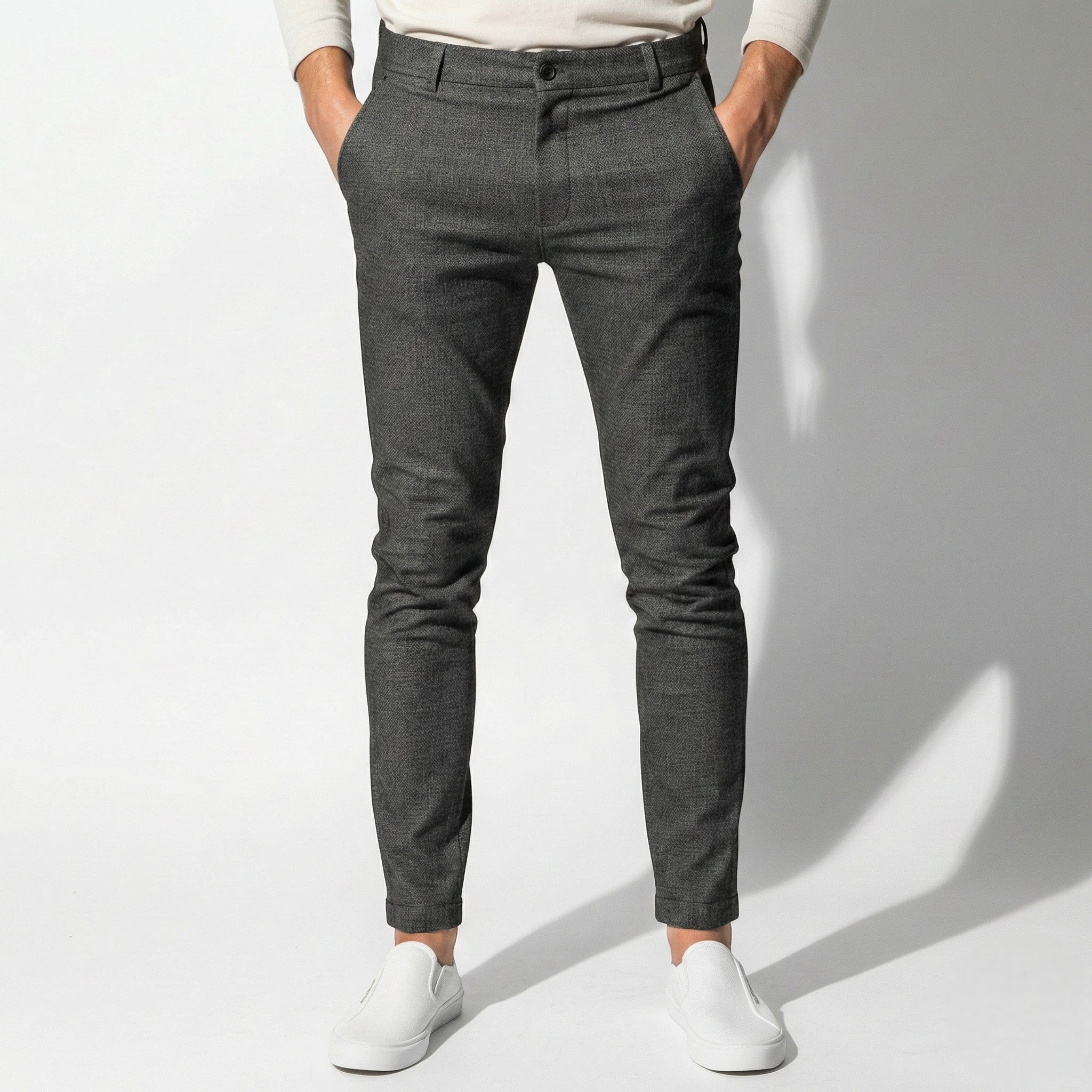 Ethan - Men's Comfortable Tailored Fit Trousers - Trouser - Dark Grey - Taylor & Bennett