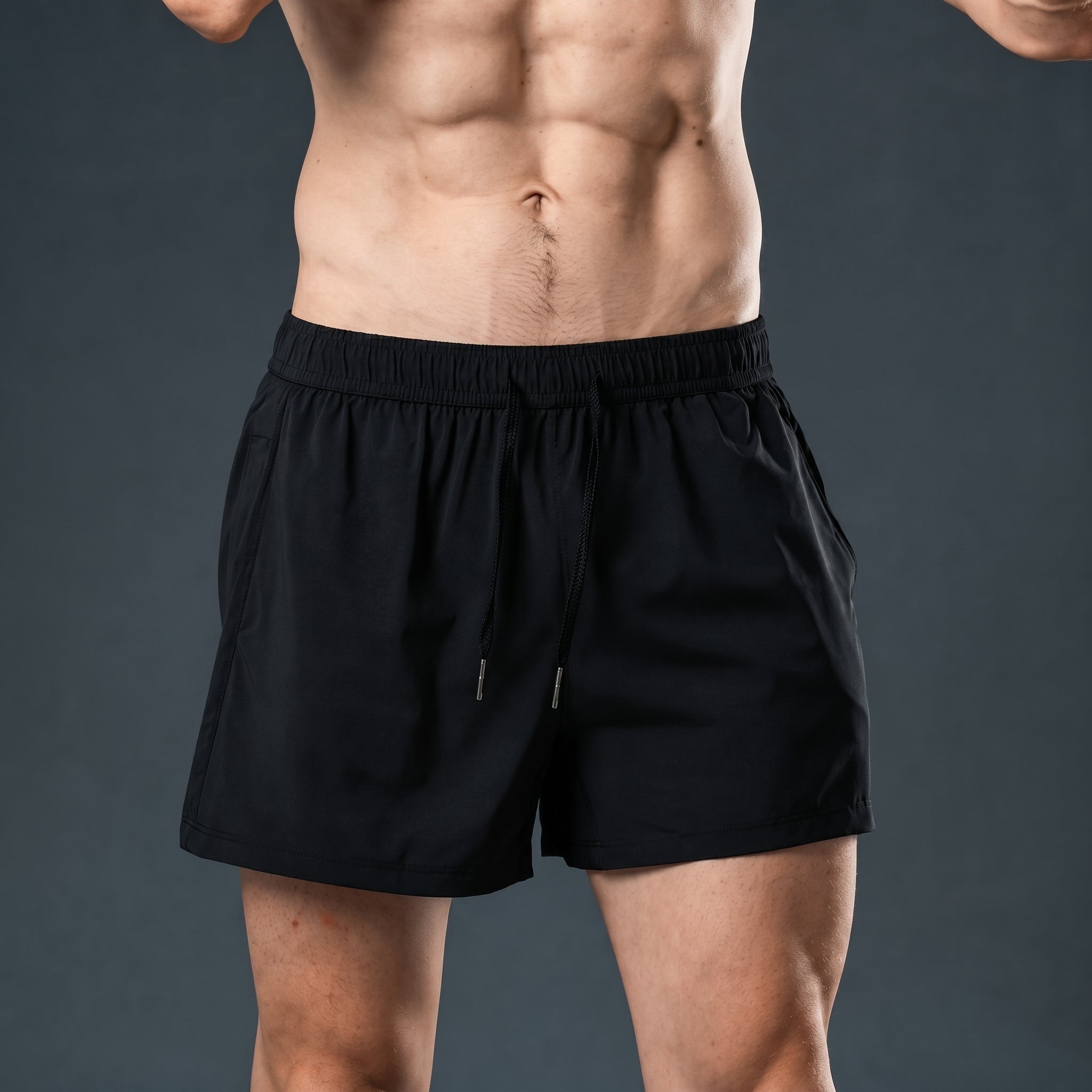 Fabian - Men's Summer Relaxed Fit Drawstring Swim Shorts - Shorts Men - Black - Taylor & Bennett