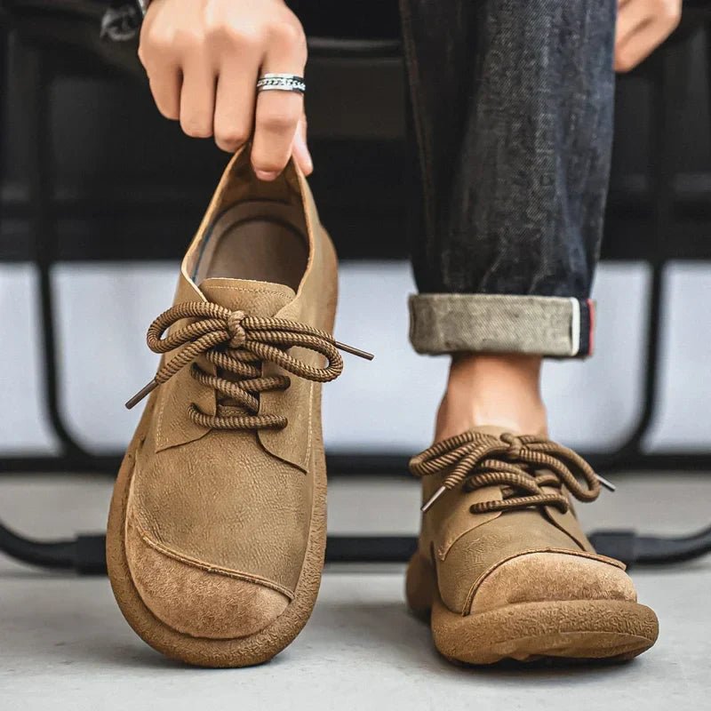 Fletcher - Men's Round Toe Lace - Up Shoes - Shoes - Khaki - Taylor & Bennett