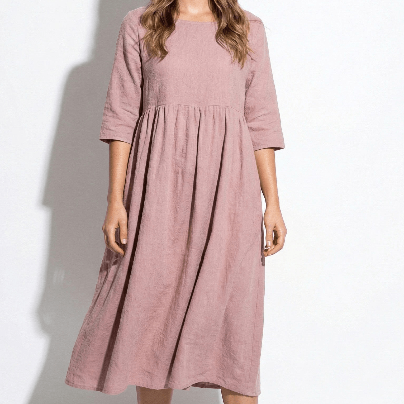 Florence - Women's Breathable Midi Dress with Functional Pockets - Dress - Pink - Taylor & Bennett