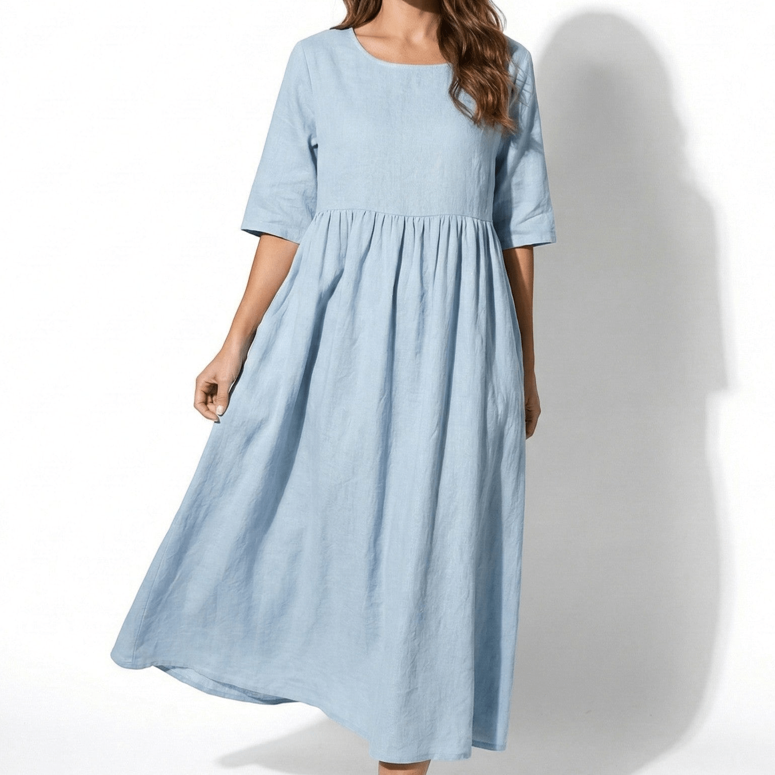 Florence - Women's Breathable Midi Dress with Functional Pockets - Dress - Sky Blue - Taylor & Bennett