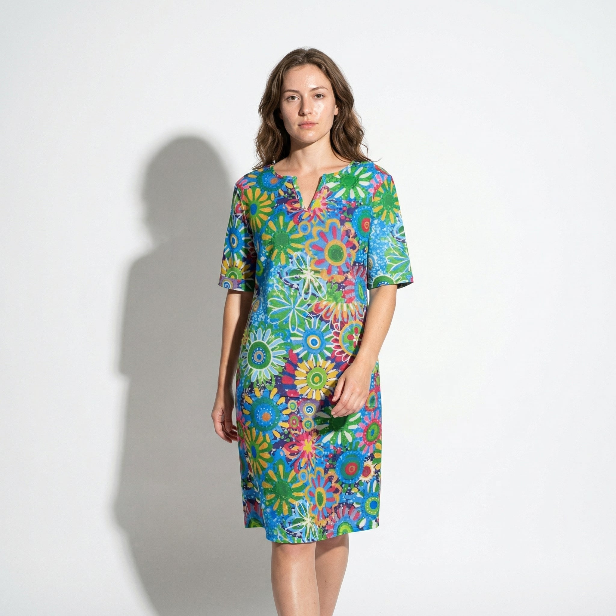 Florence - Women's Floral V - Neck Summer Mini Dress - Women Dress - Green - Taylor & Bennett