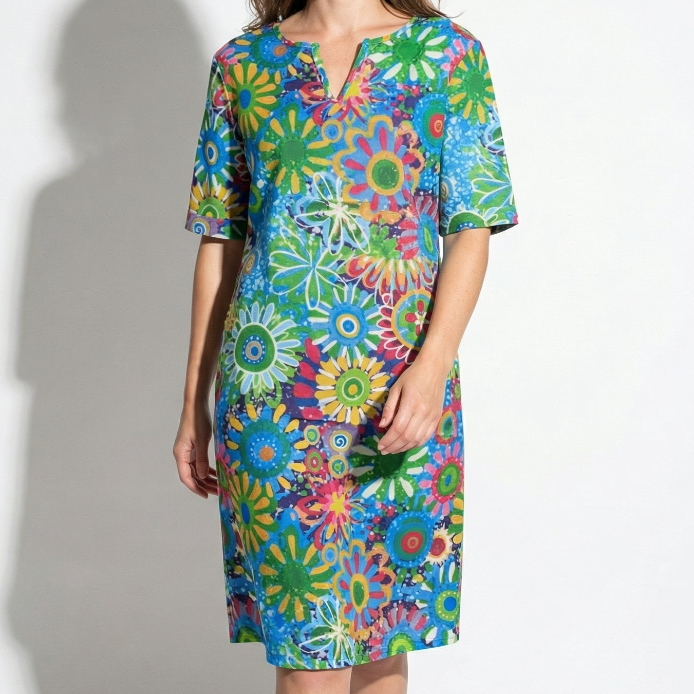 Florence - Women's Floral V - Neck Summer Mini Dress - Women Dress - Green - Taylor & Bennett