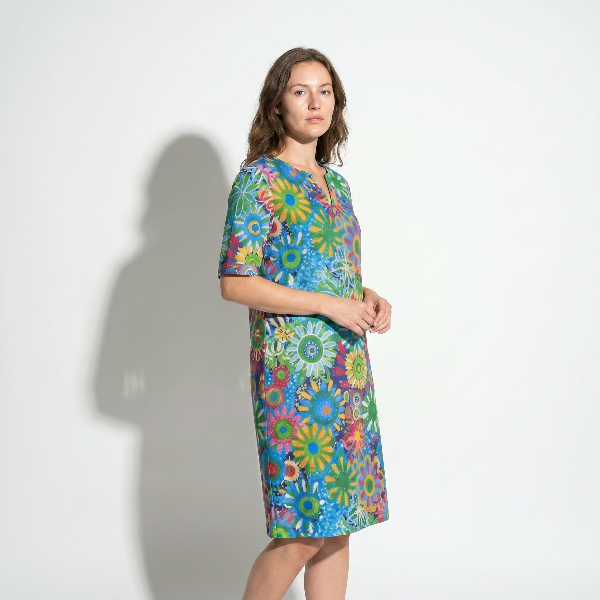 Florence - Women's Floral V - Neck Summer Mini Dress - Women Dress - Green - Taylor & Bennett