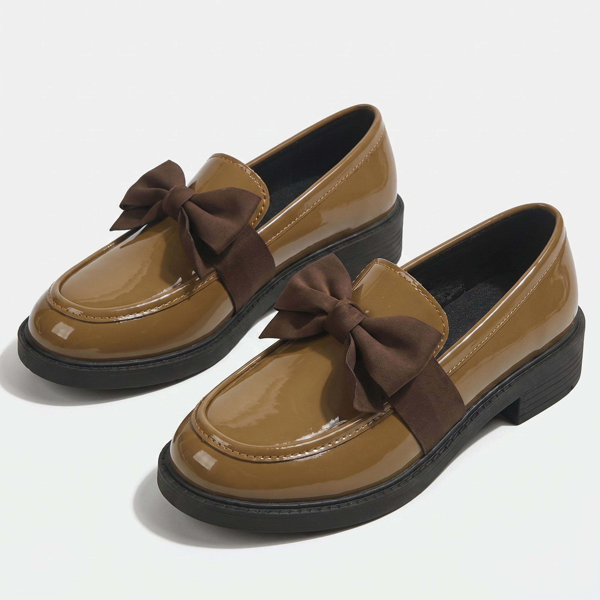 Florence - Women's Platform Loafers with Bow Detail - Loafers - Brown - Taylor & Bennett