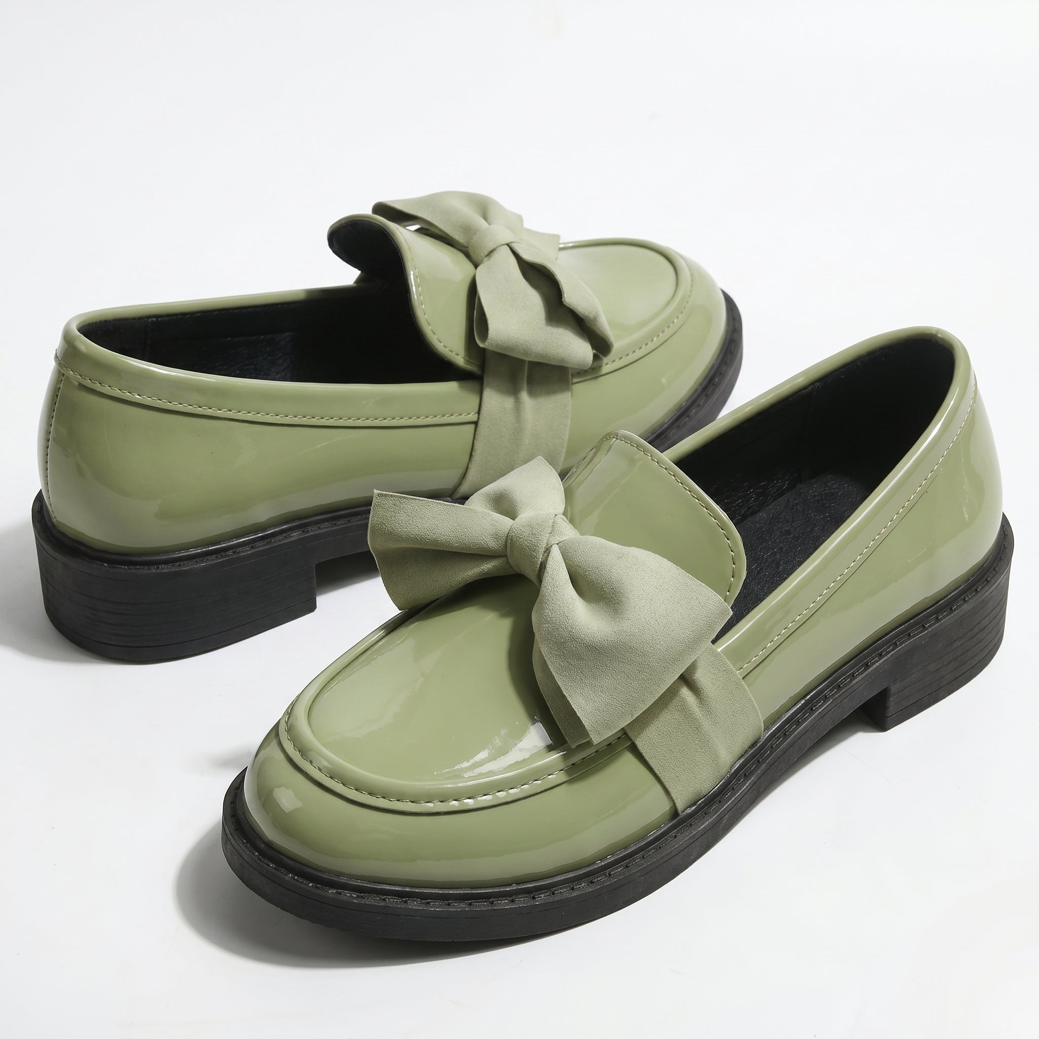 Florence - Women's Platform Loafers with Bow Detail - Loafers - Green - Taylor & Bennett