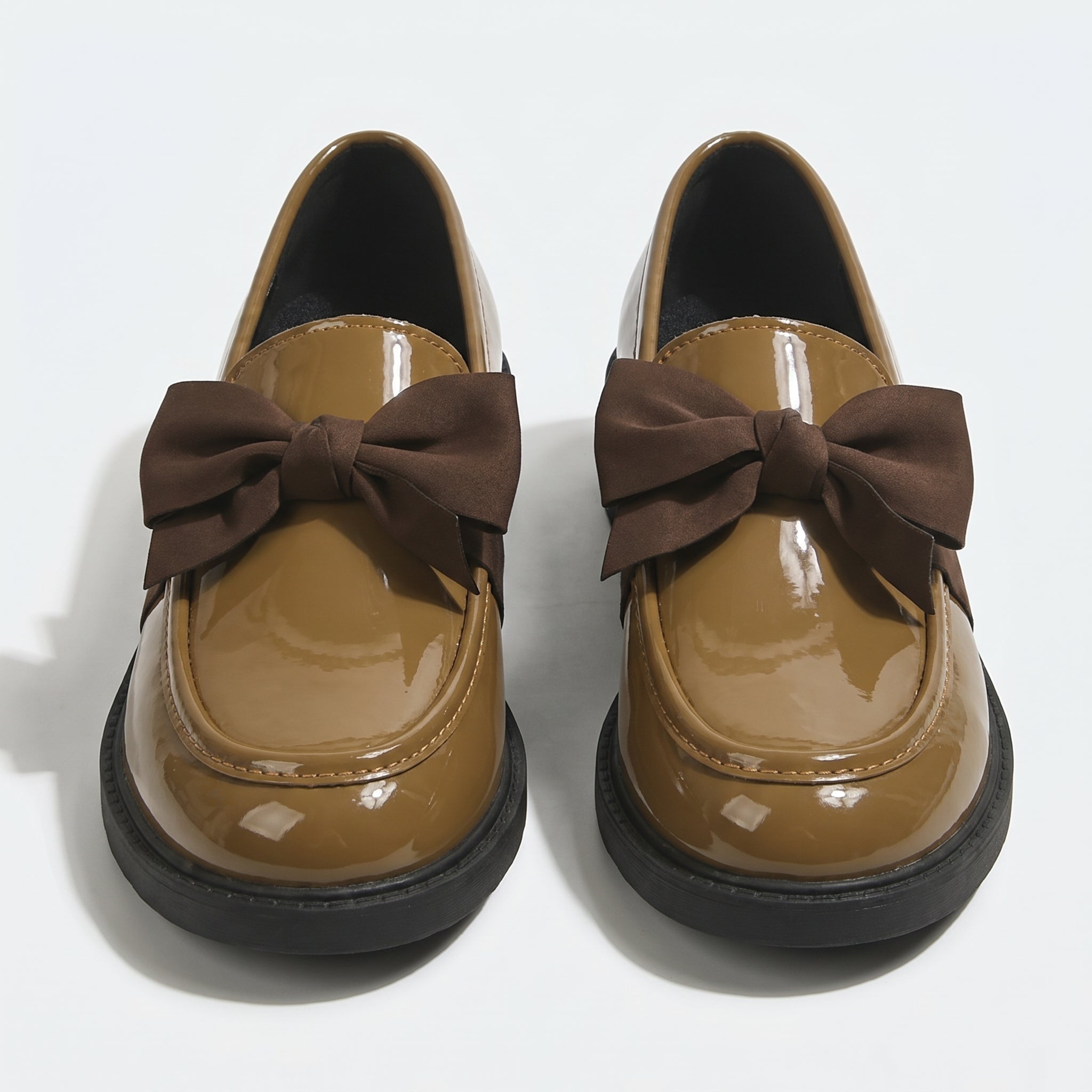 Florence - Women's Platform Loafers with Bow Detail - Loafers - Brown - Taylor & Bennett