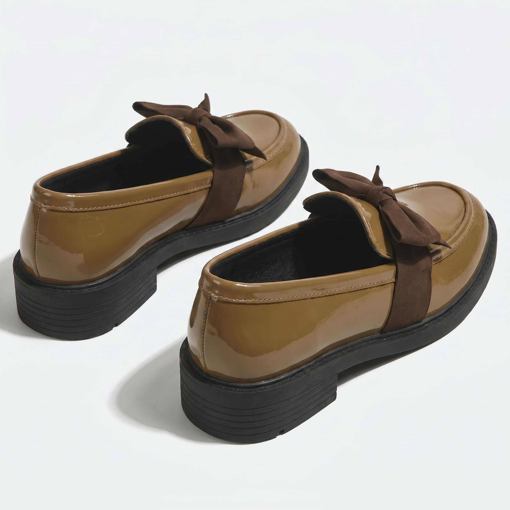 Florence - Women's Platform Loafers with Bow Detail - Loafers - Brown - Taylor & Bennett
