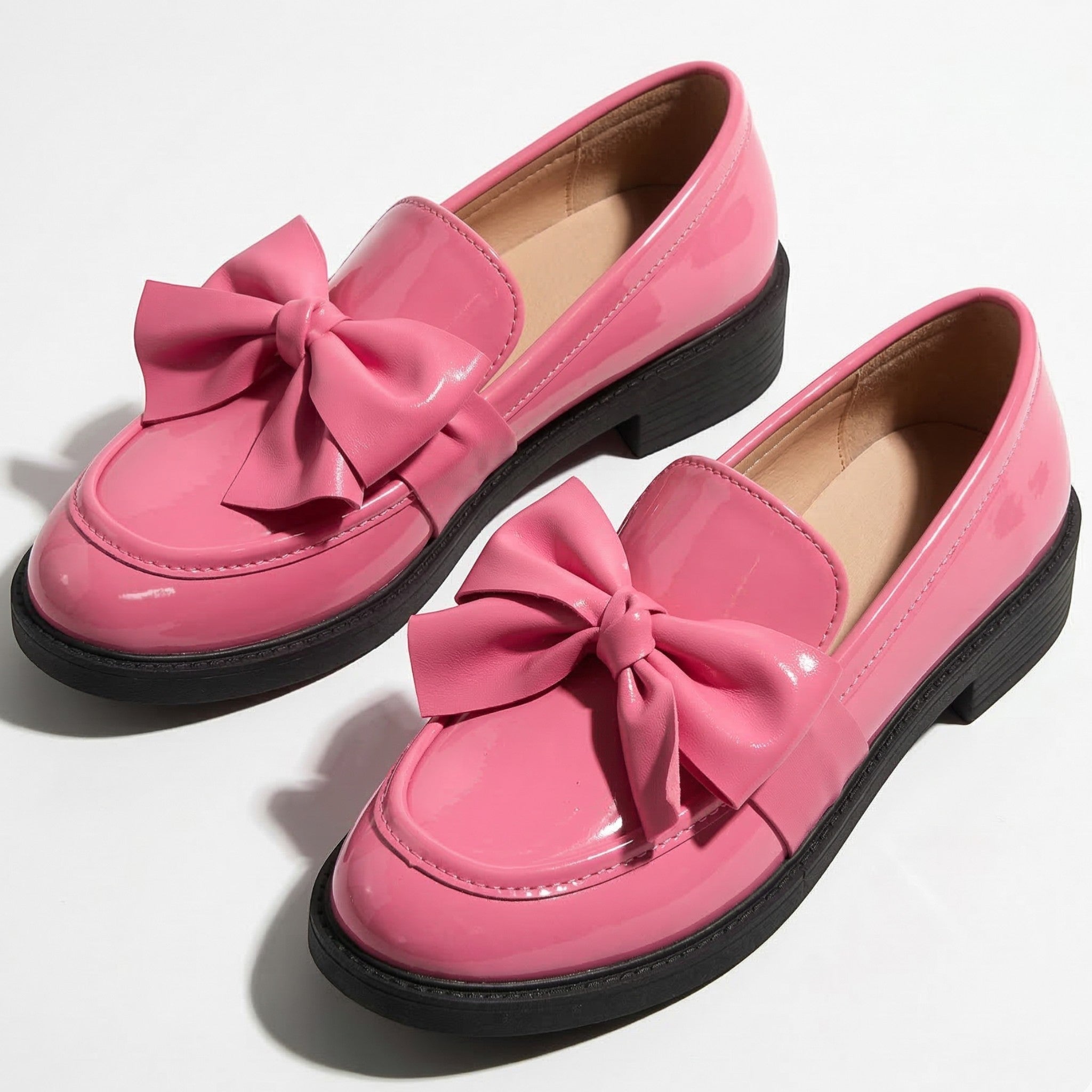 Florence - Women's Platform Loafers with Bow Detail - Loafers - Pink - Taylor & Bennett
