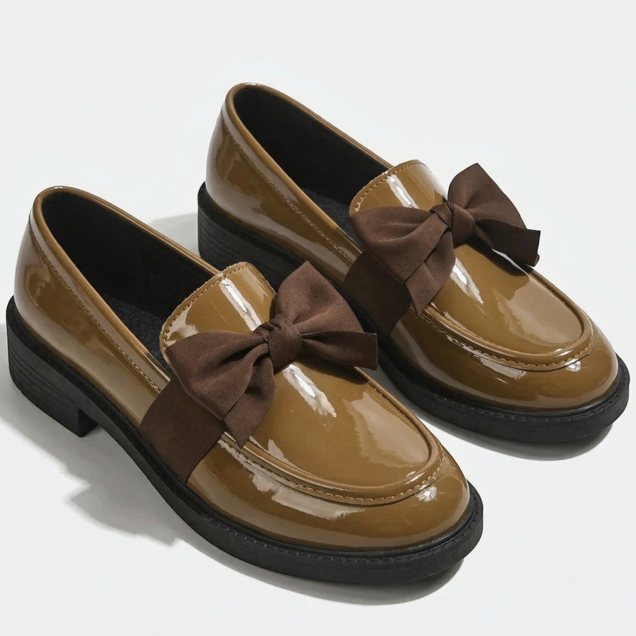 Florence - Women's Platform Loafers with Bow Detail - Loafers - Brown - Taylor & Bennett
