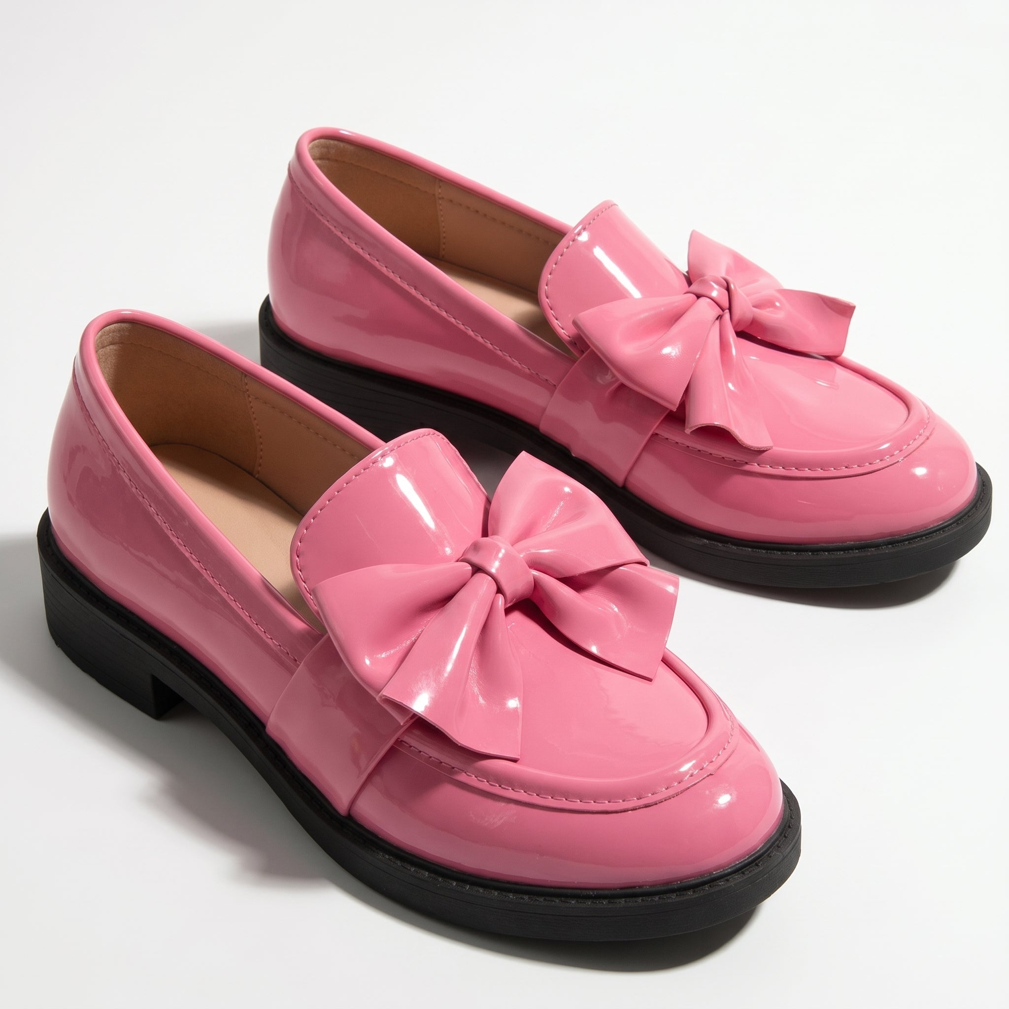 Florence - Women's Platform Loafers with Bow Detail - Loafers - Pink - Taylor & Bennett