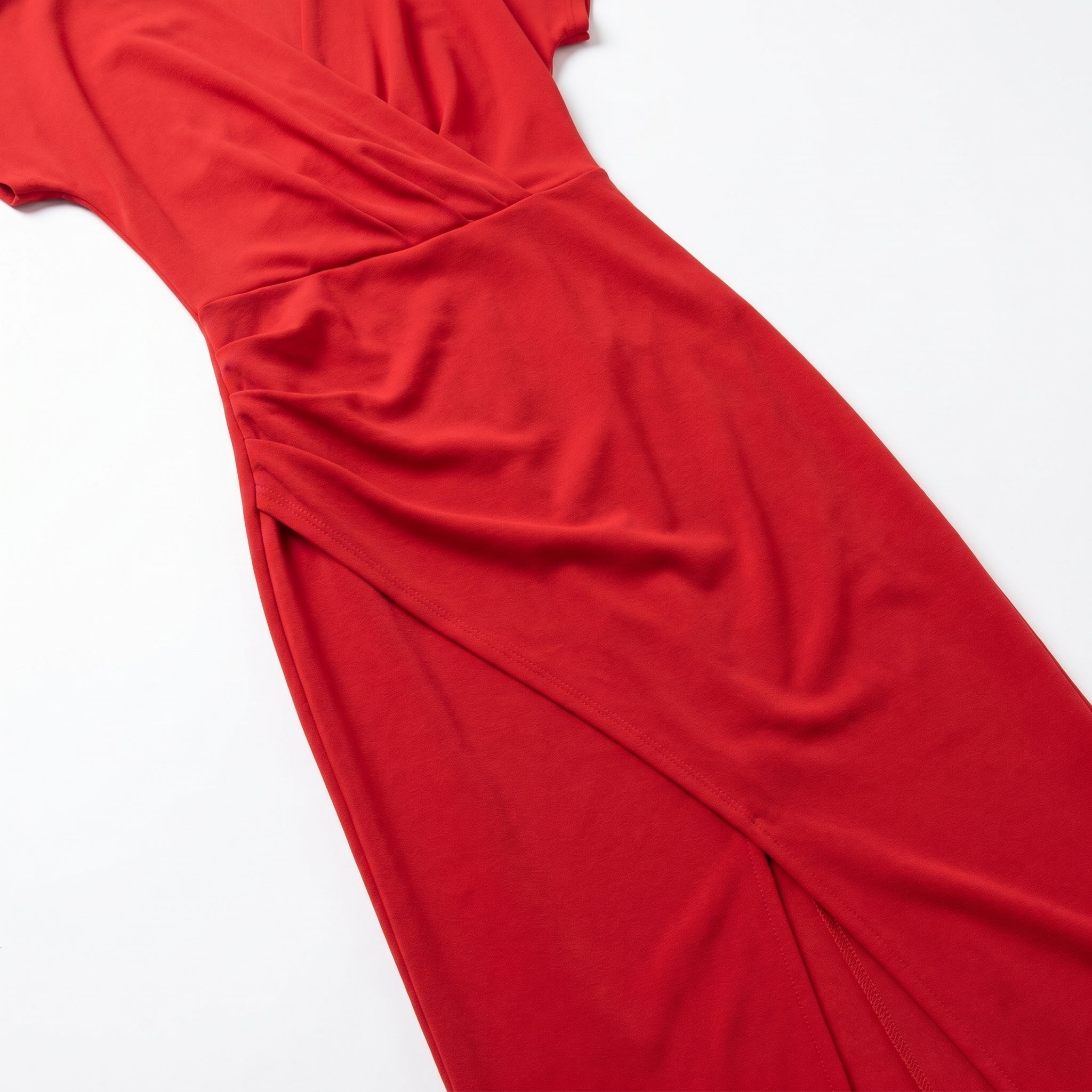 Freya - Women's Ruched Bodycon Casual Midi Dress - Dresses - Red - Taylor & Bennett