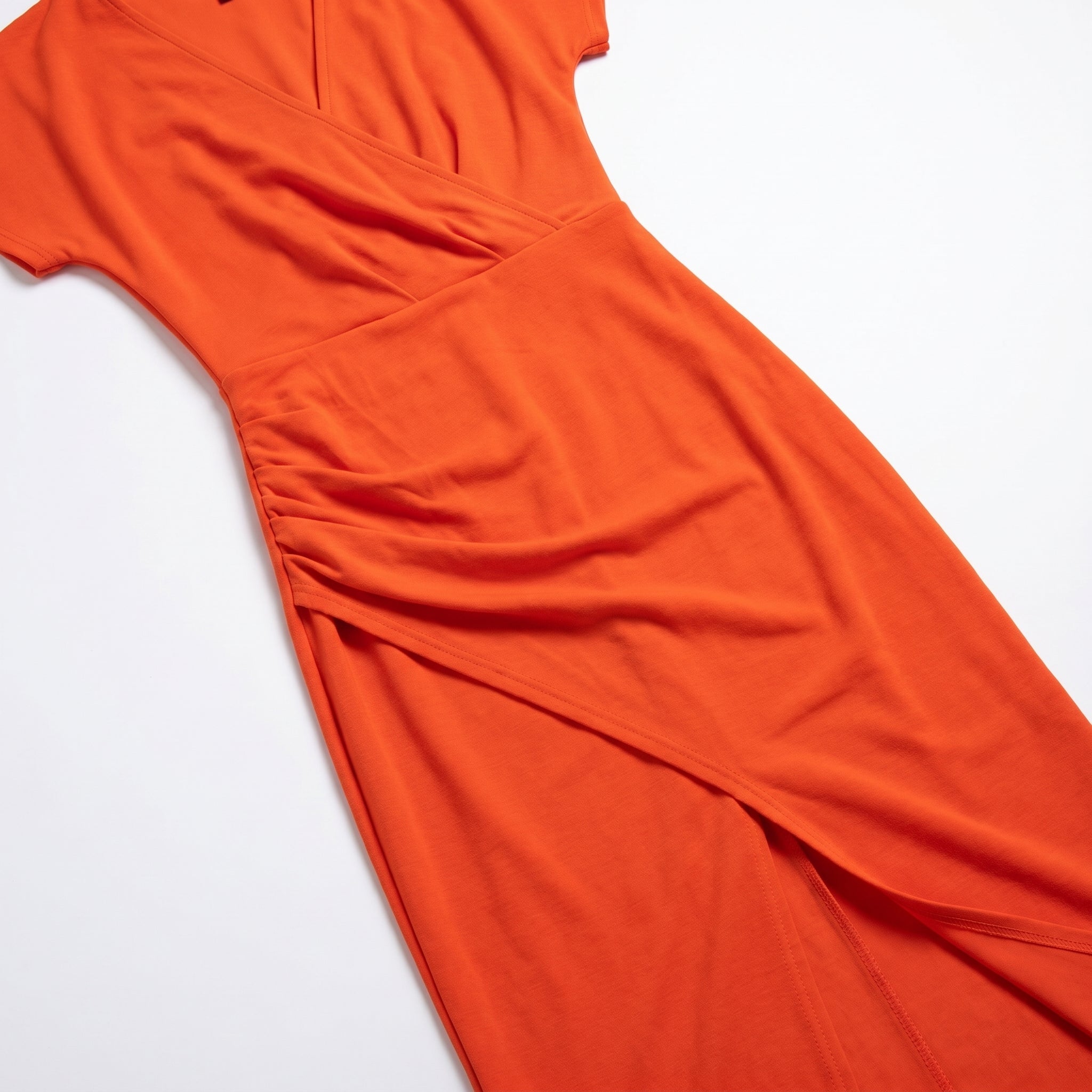 Freya - Women's Ruched Bodycon Casual Midi Dress - Dresses - Orange - Taylor & Bennett