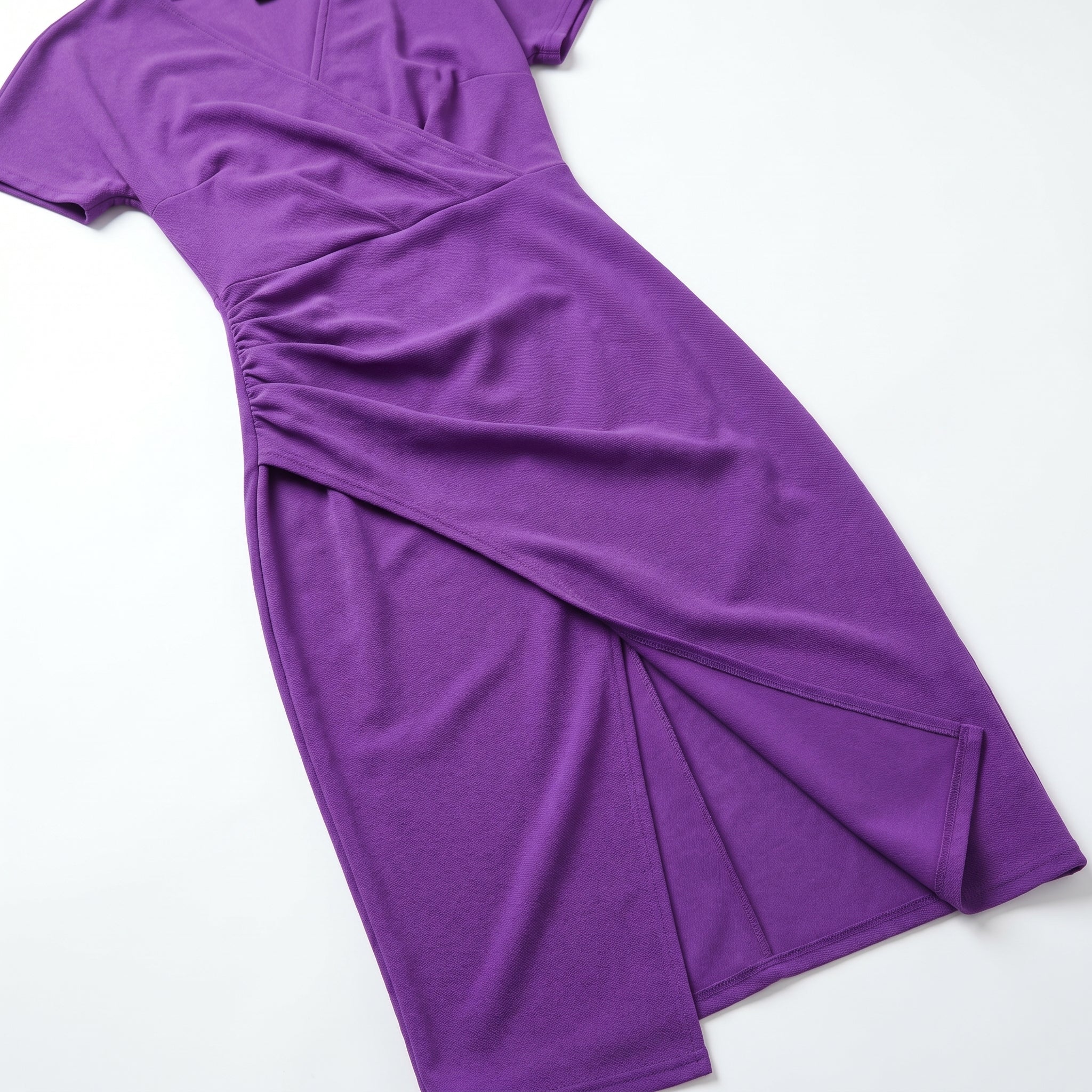 Freya - Women's Ruched Bodycon Casual Midi Dress - Dresses - Purple - Taylor & Bennett