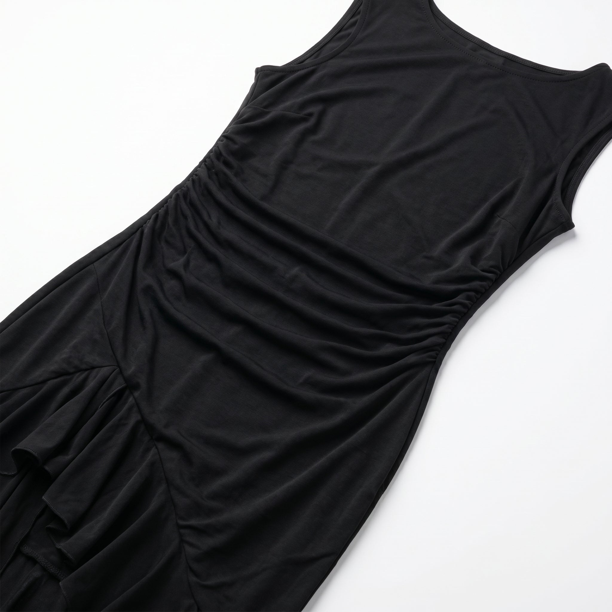 Freya - Women's Ruched Sleeveless Party Midi Dress - Midi Dresses - Black - Taylor & Bennett