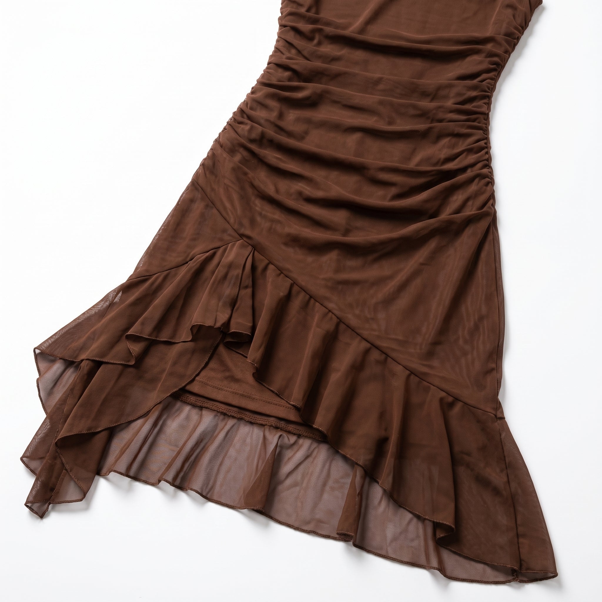 Freya - Women's Ruched Sleeveless Party Midi Dress - Midi Dresses - Brown - Taylor & Bennett