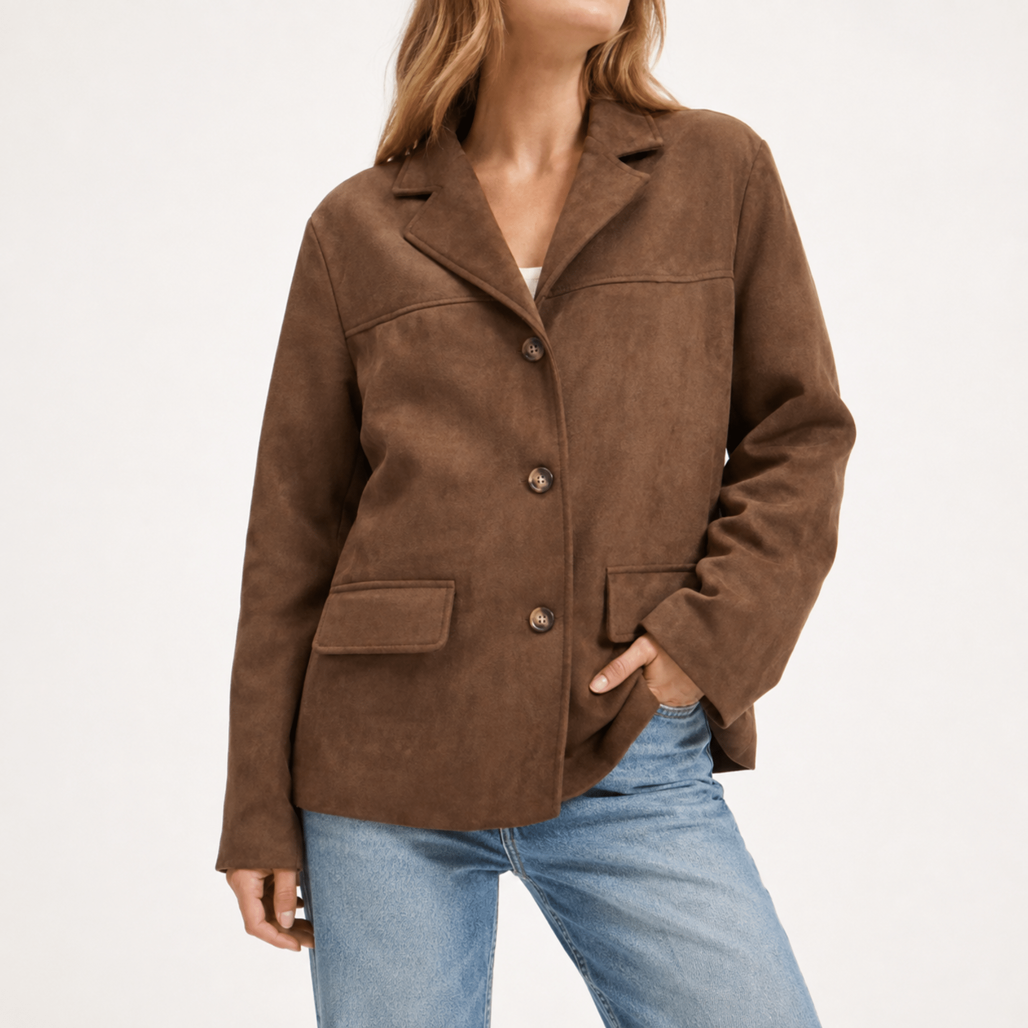 Frieda - Women's Single-Breasted Notch Lapel Blazer - Blazers - Brown - Taylor & Bennett