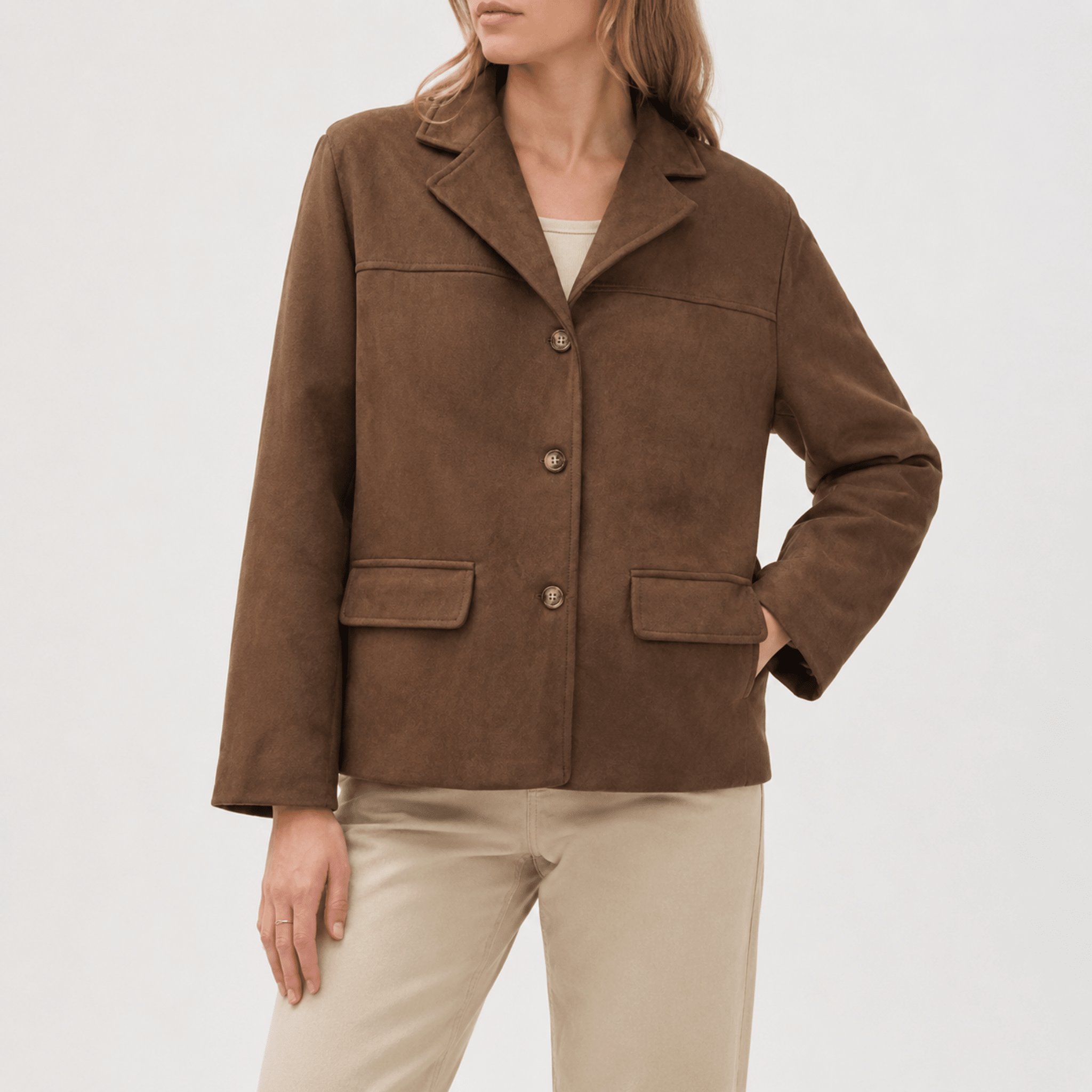 Frieda - Women's Single-Breasted Notch Lapel Blazer - Blazers - Brown - Taylor & Bennett