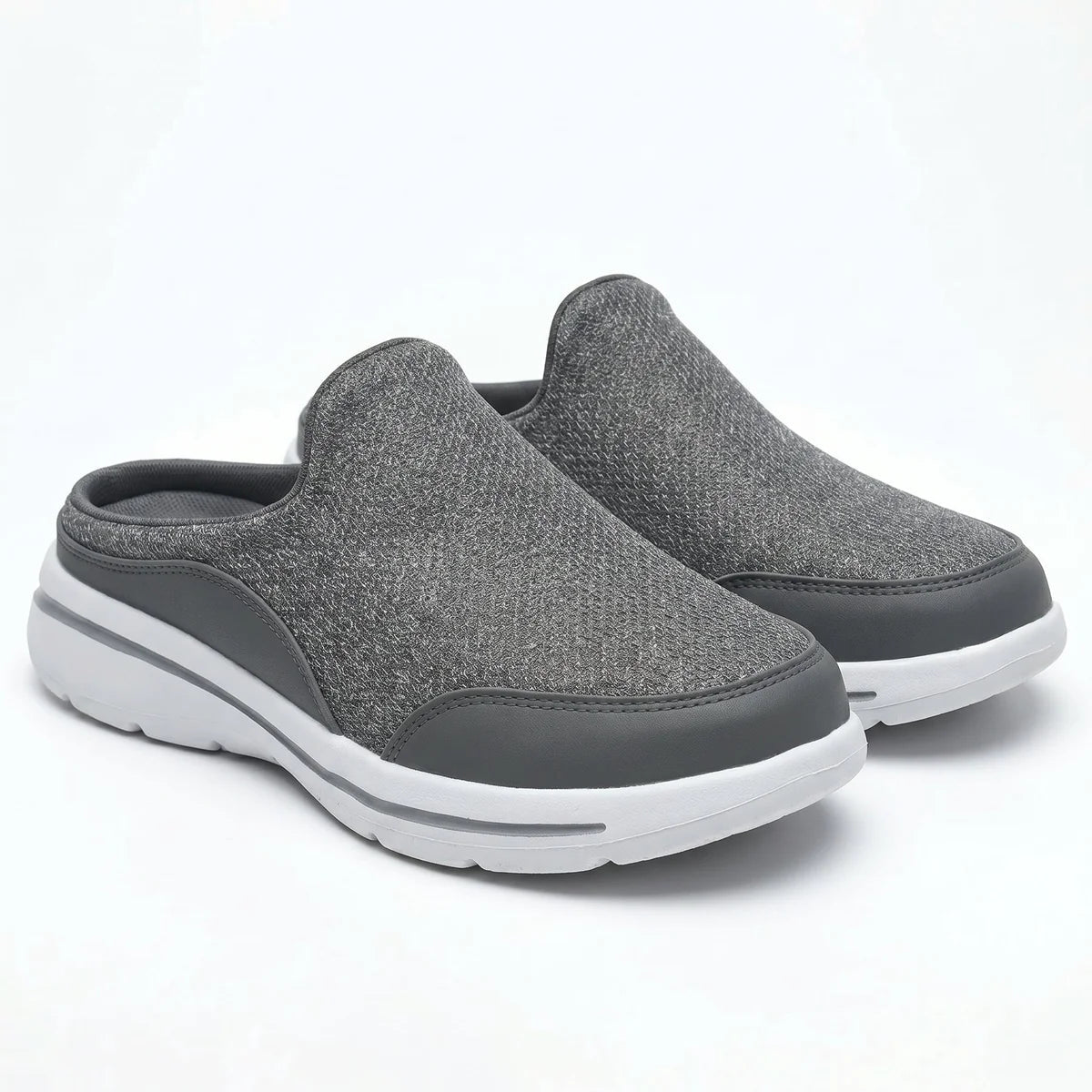George - Men's Breathable Orthopaedic Mules - Shoes - Grey - Taylor & Bennett