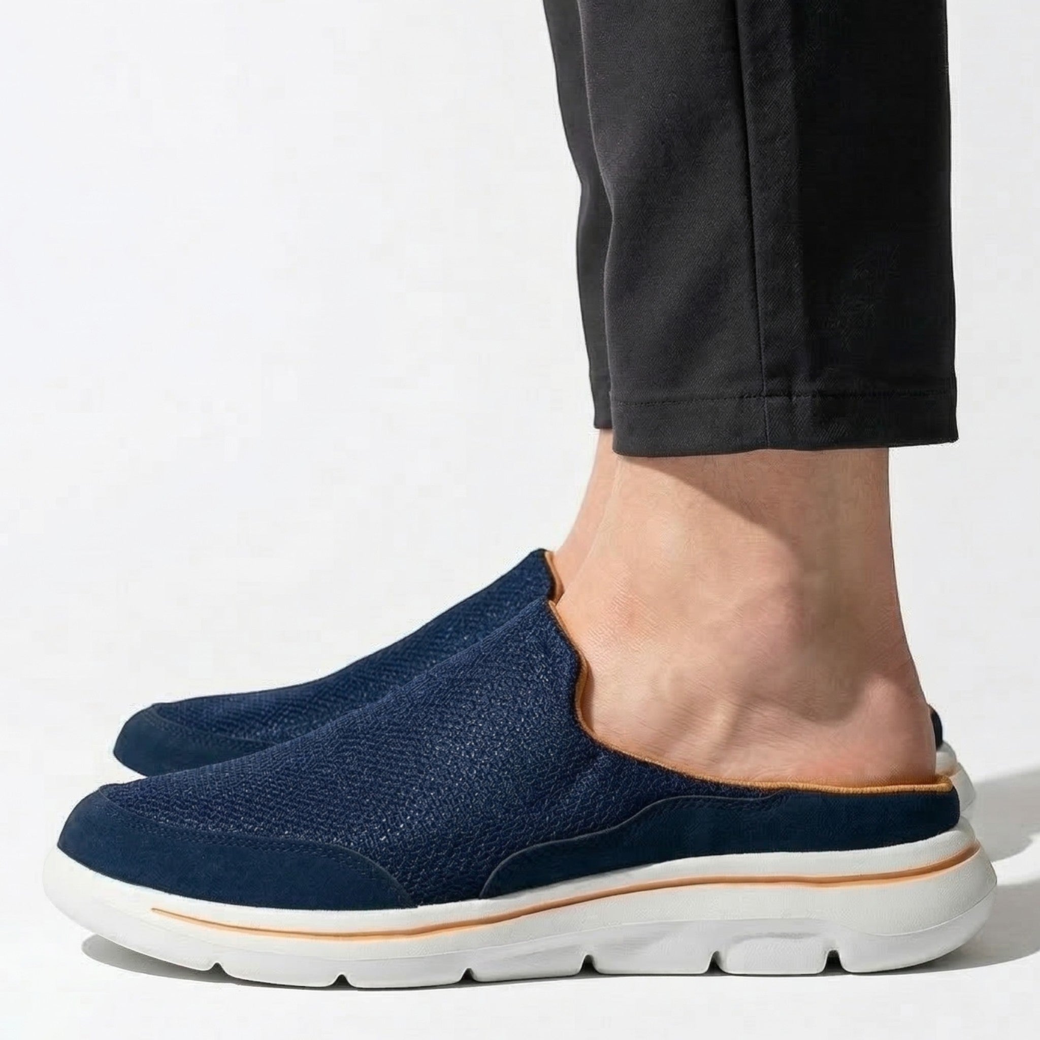 George - Men's Breathable Slip - On Trainers Mules - Trainers - Blue - Taylor & Bennett