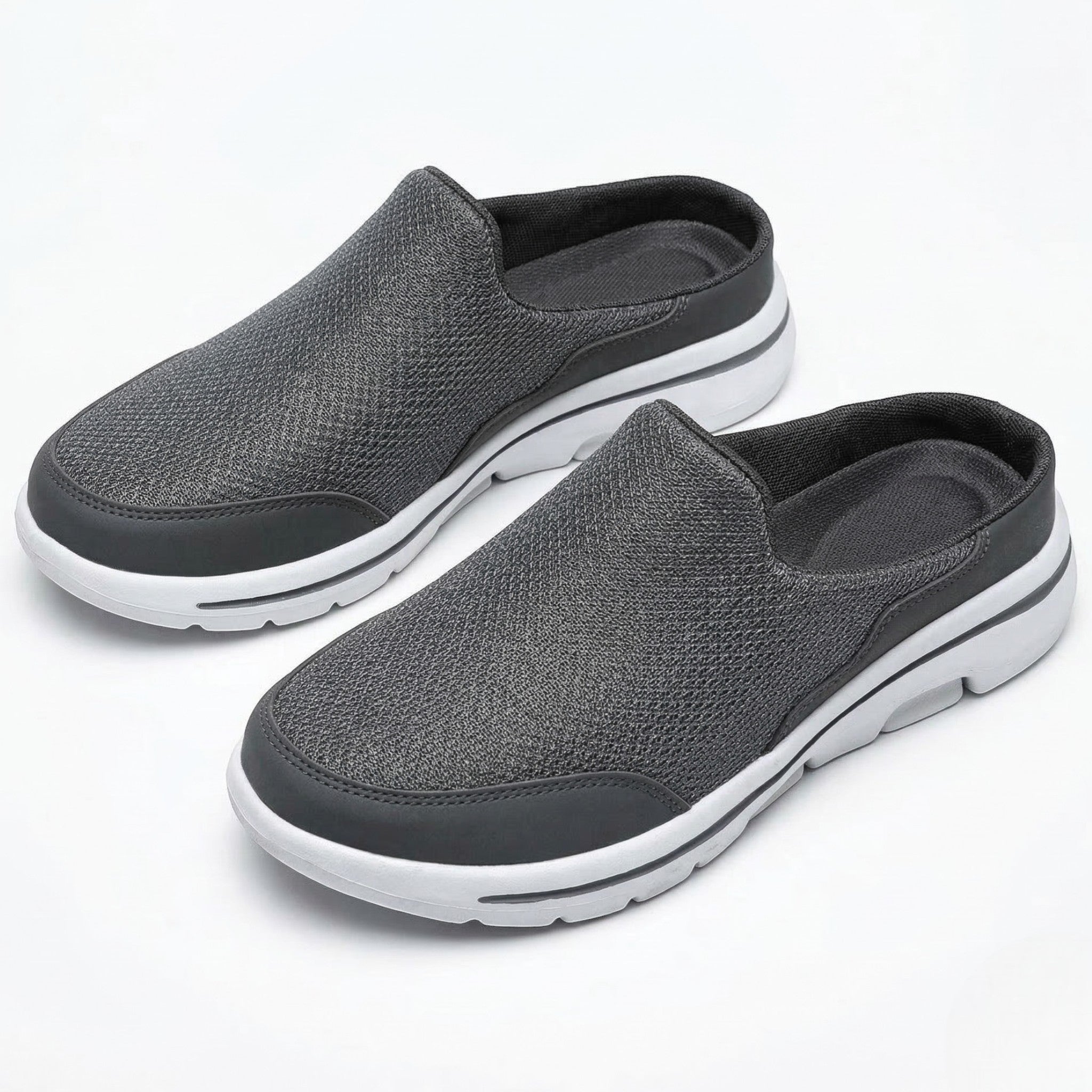 George - Men's Breathable Slip - On Trainers Mules - Trainers - Grey - Taylor & Bennett