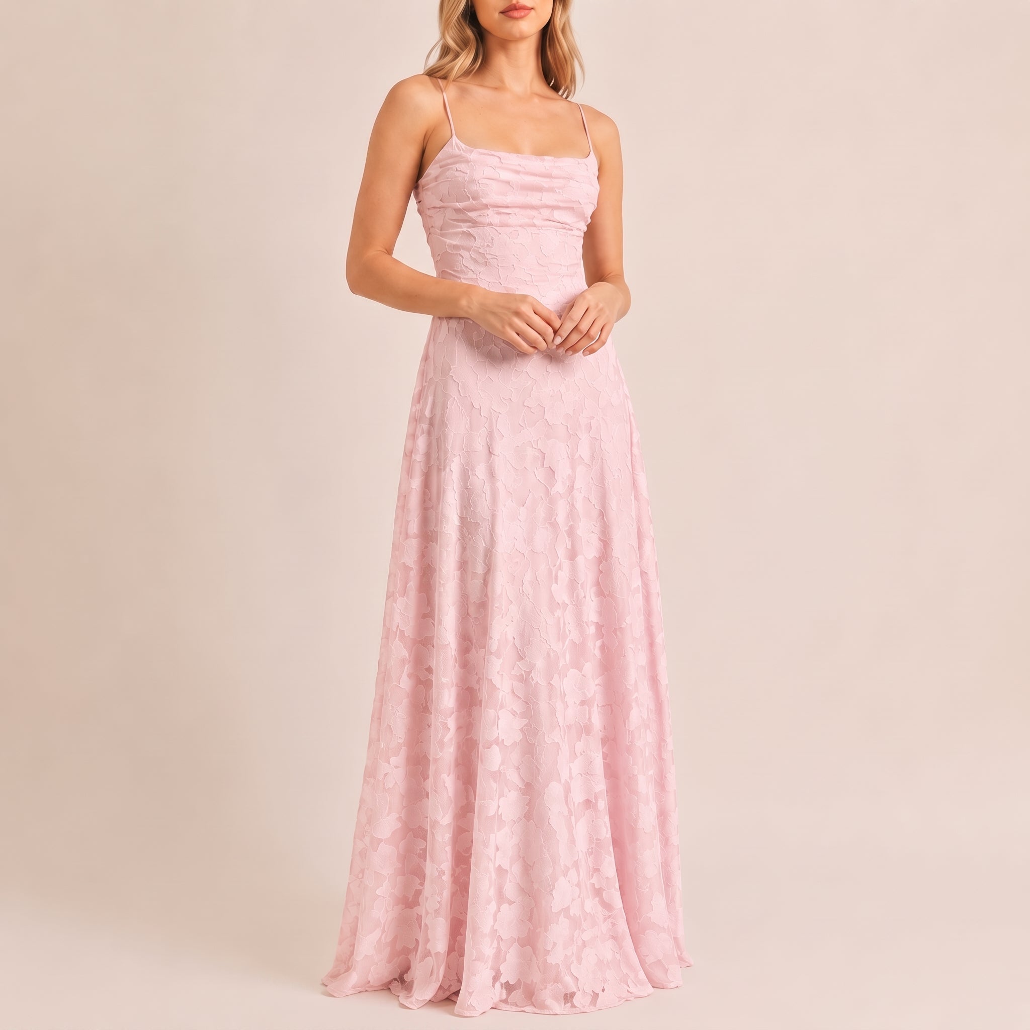 Georgia – Women's Floral Ruched Bodice Evening Maxi Dress - Dresses - Pink - Taylor & Bennett