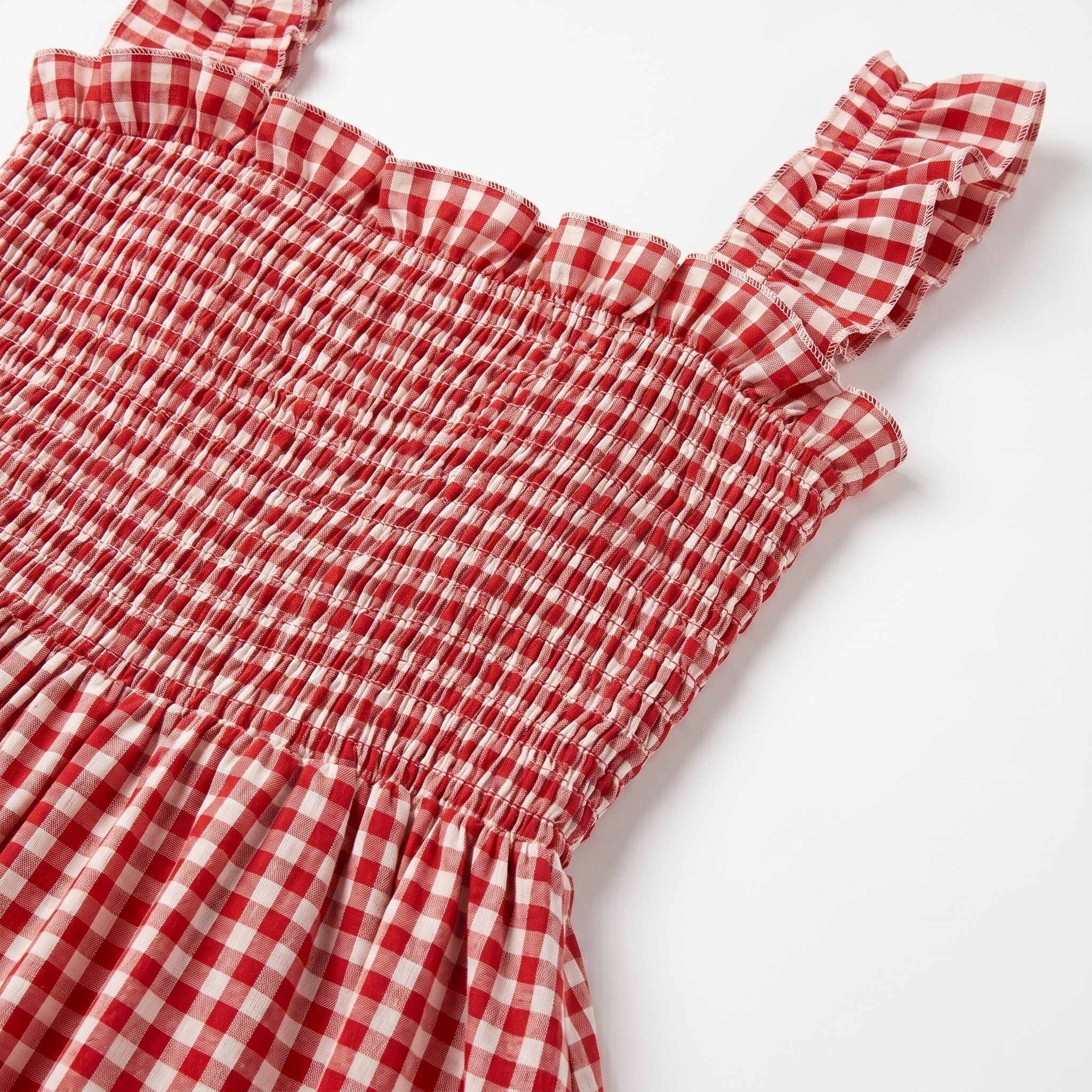 Georgia - Women's Summer Gingham Smocked Midi Dress - Maxi Dress - Red - Taylor & Bennett