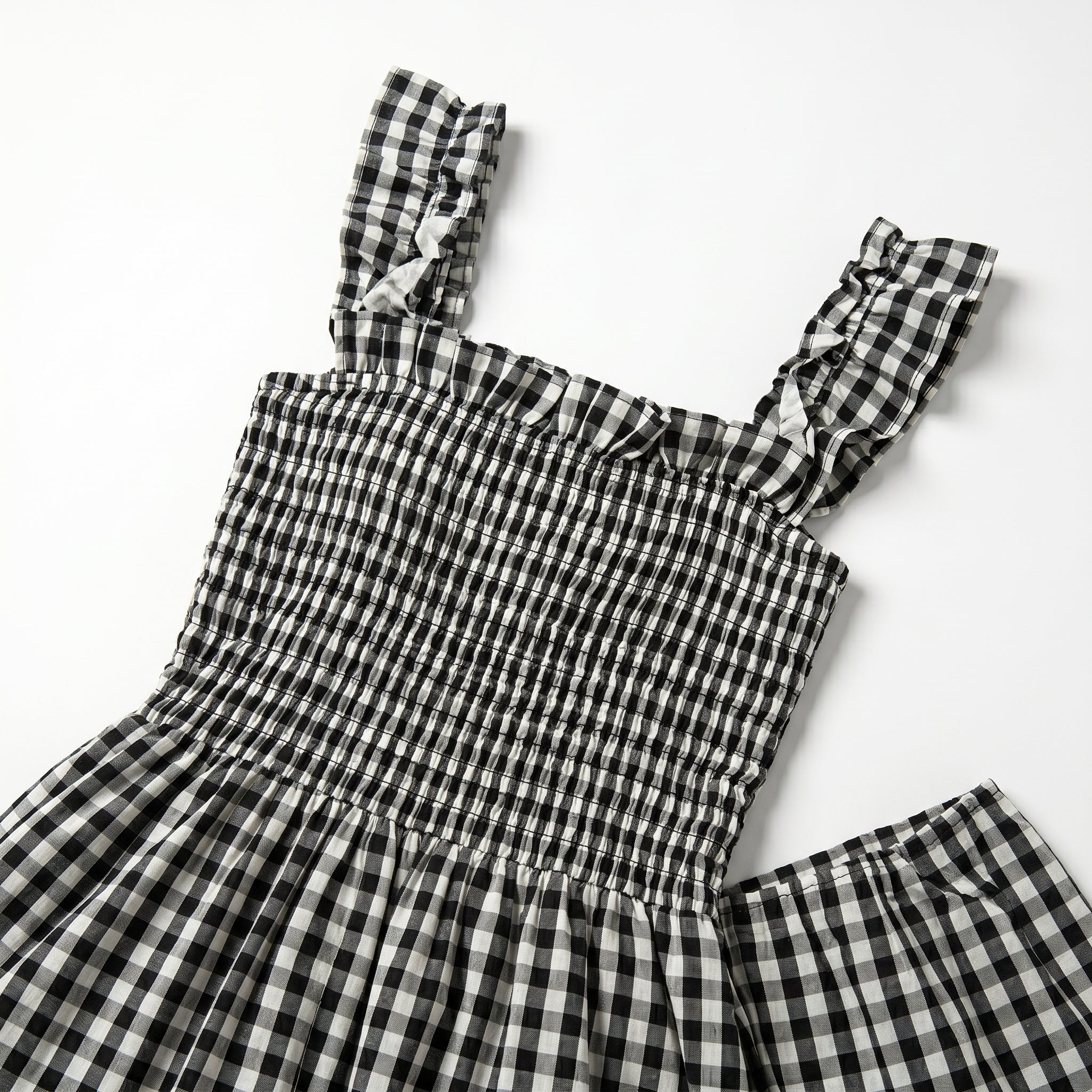 Georgia - Women's Summer Gingham Smocked Midi Dress - Maxi Dress - Black - Taylor & Bennett