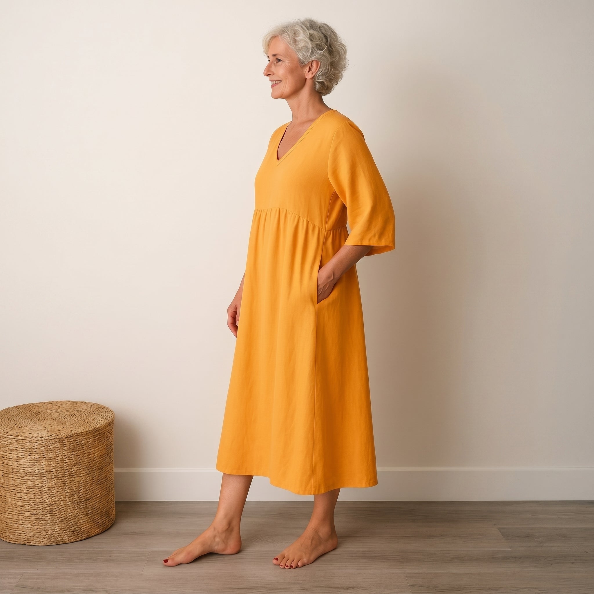 Georgia - Women's Summer Puff Sleeve Maxi Dress - Maxi Dress - Orange - Taylor & Bennett