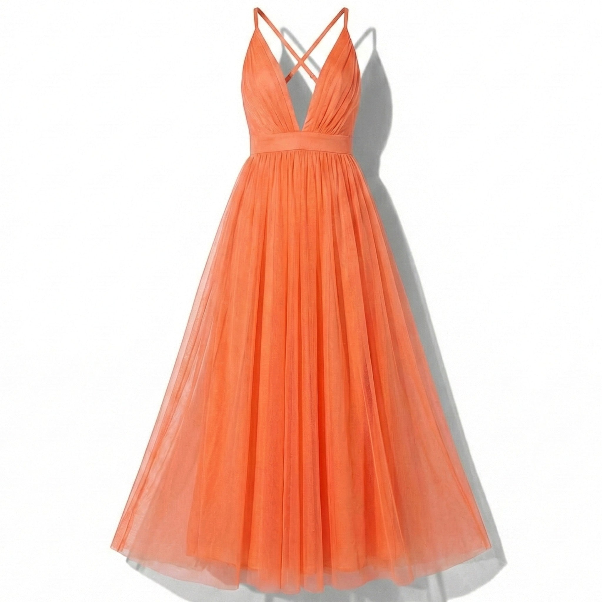 Grace - Women's Flowy Maxi Dress with Adjustable Straps - Dress - Peach - Taylor & Bennett