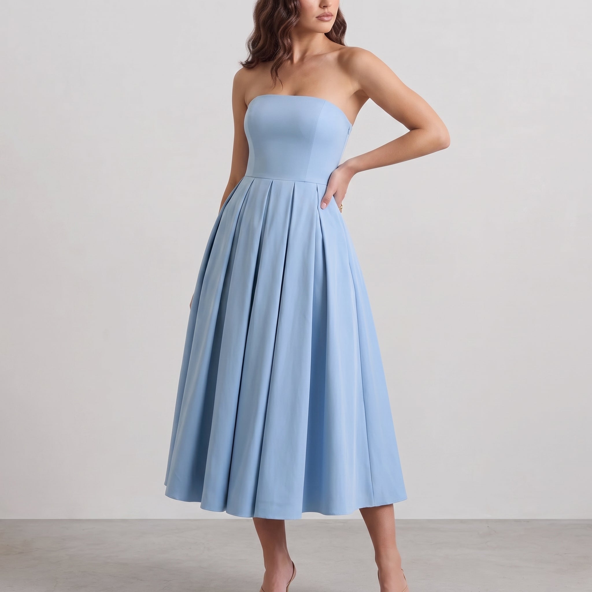 Grace - Women's Summer Strapless Corset Maxi Dress - Maxi Dress - Blue - Taylor & Bennett