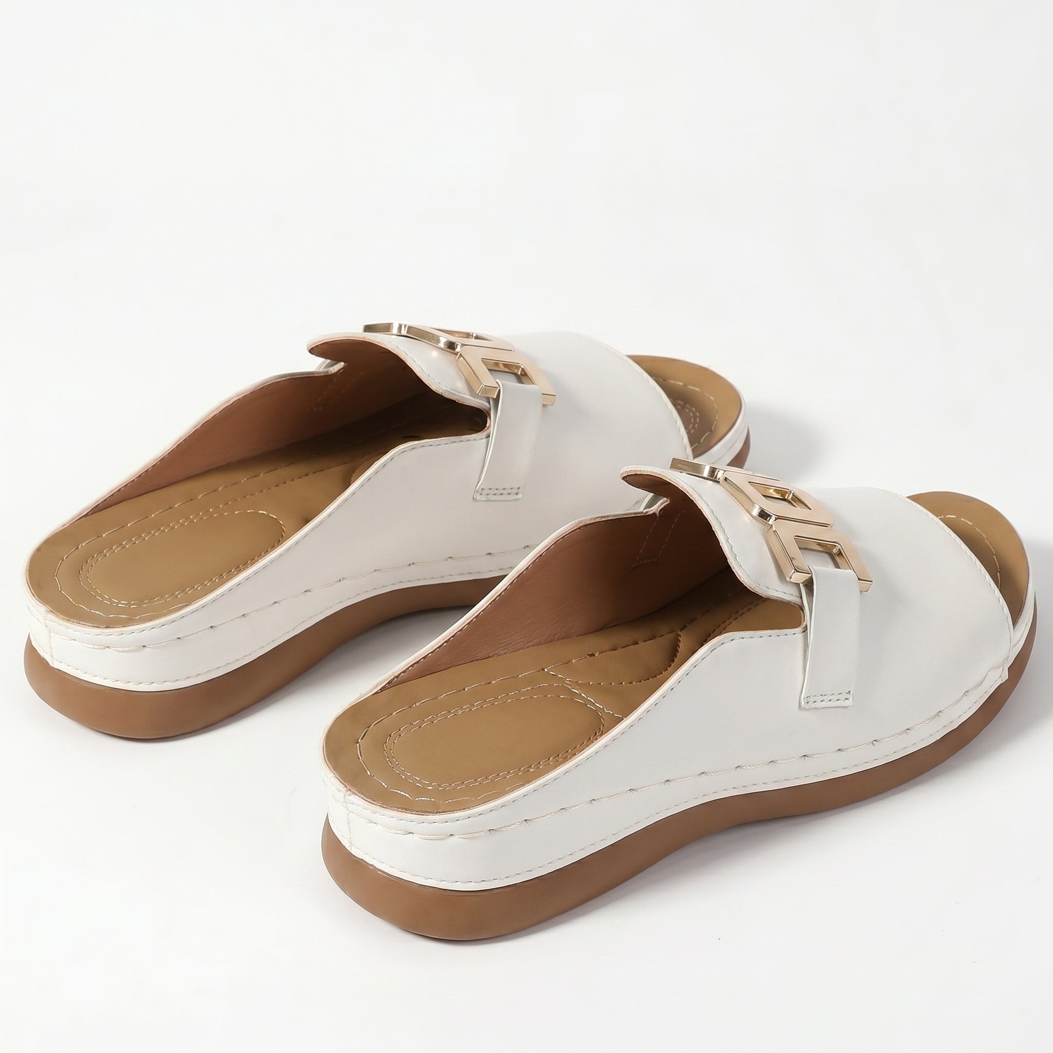Hannah - Women's Breathable Buckle Flat Sandals - Footwear - White - Taylor & Bennett