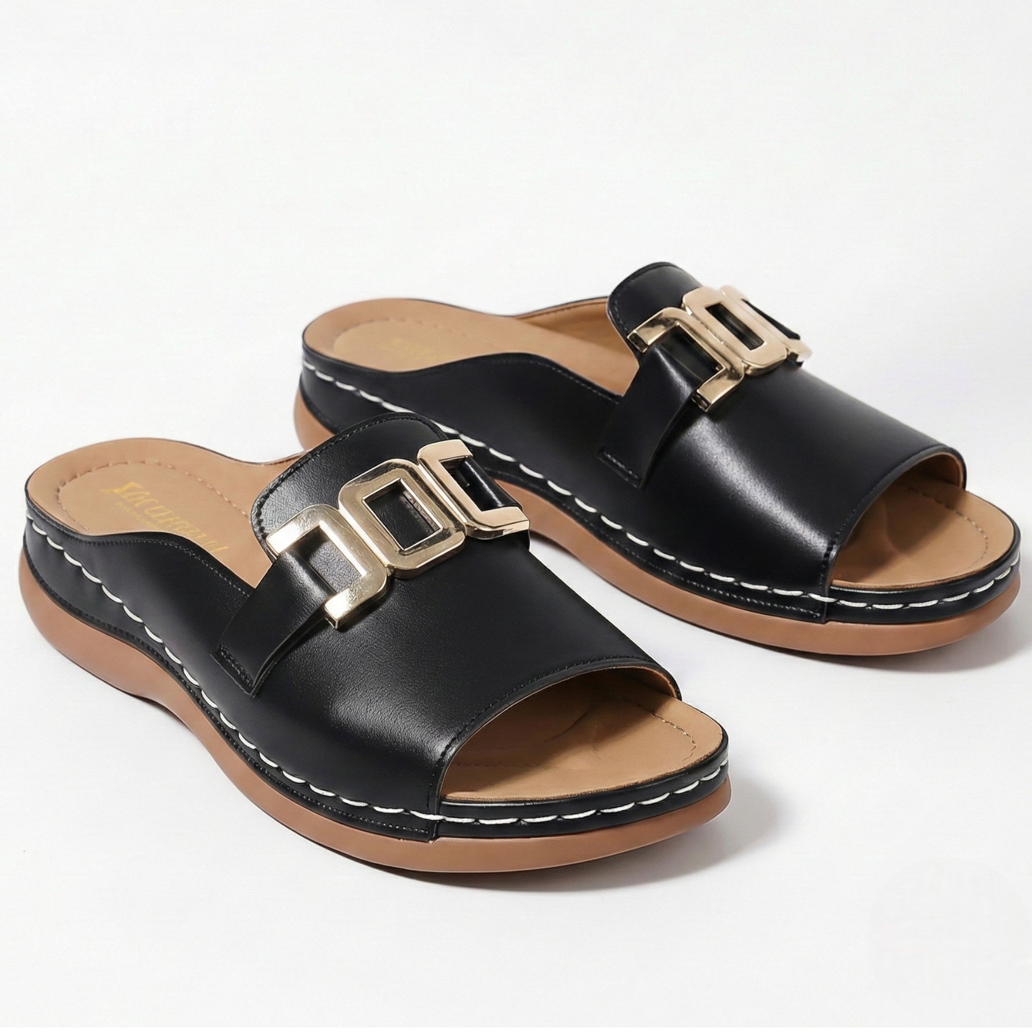 Hannah - Women's Breathable Buckle Flat Sandals - Footwear - Black - Taylor & Bennett