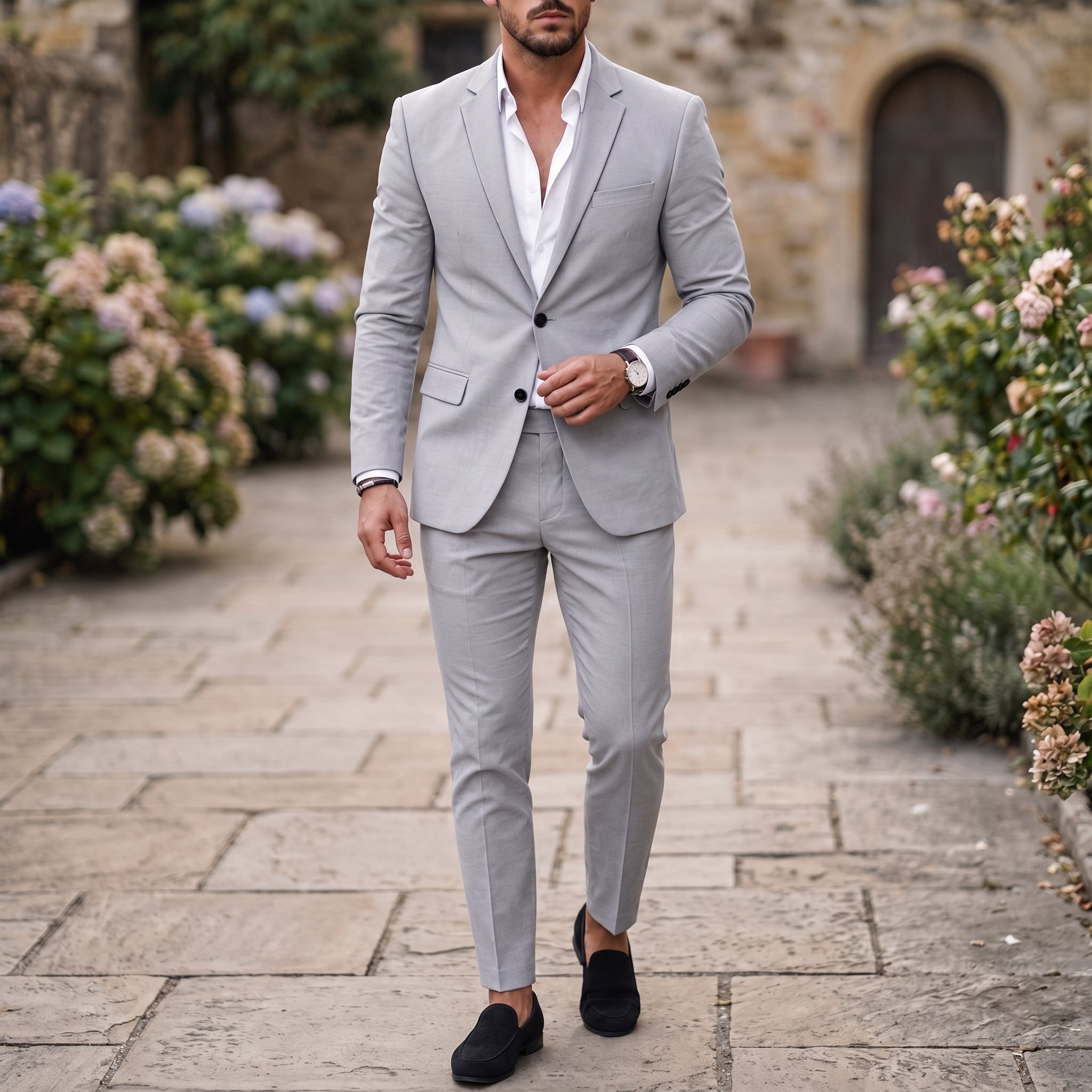 Hansel – Men's Single-Button Two-Piece Wedding Guest Suit - Suits - Grey - Taylor & Bennett