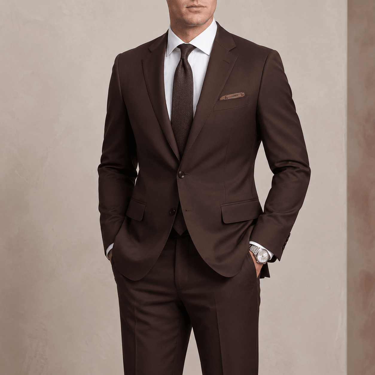 Hansel – Men's Tailored Fit Two-Piece Wedding Guest Suit - Suits - Brown - Taylor & Bennett