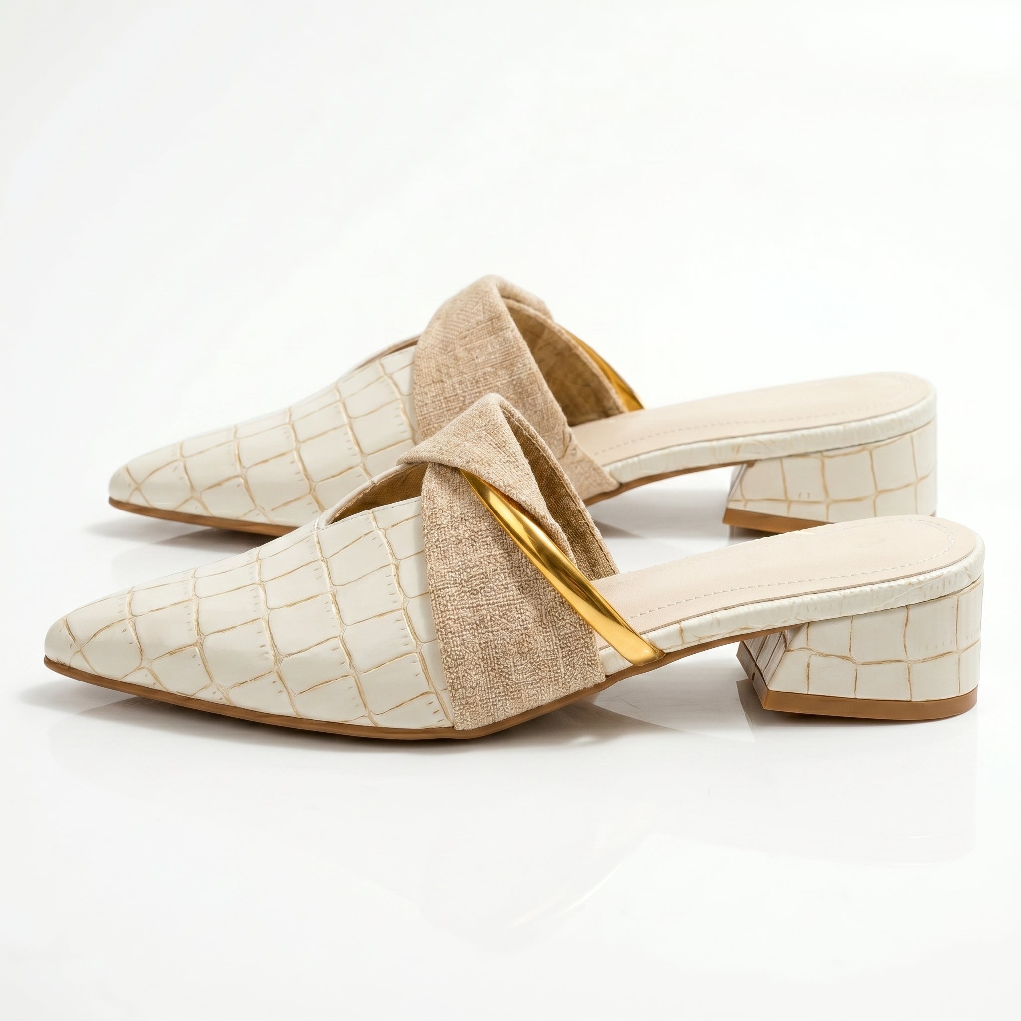 Harriet - Women's Pointed Toe Mules - Sandals & Slides - Cream - Taylor & Bennett