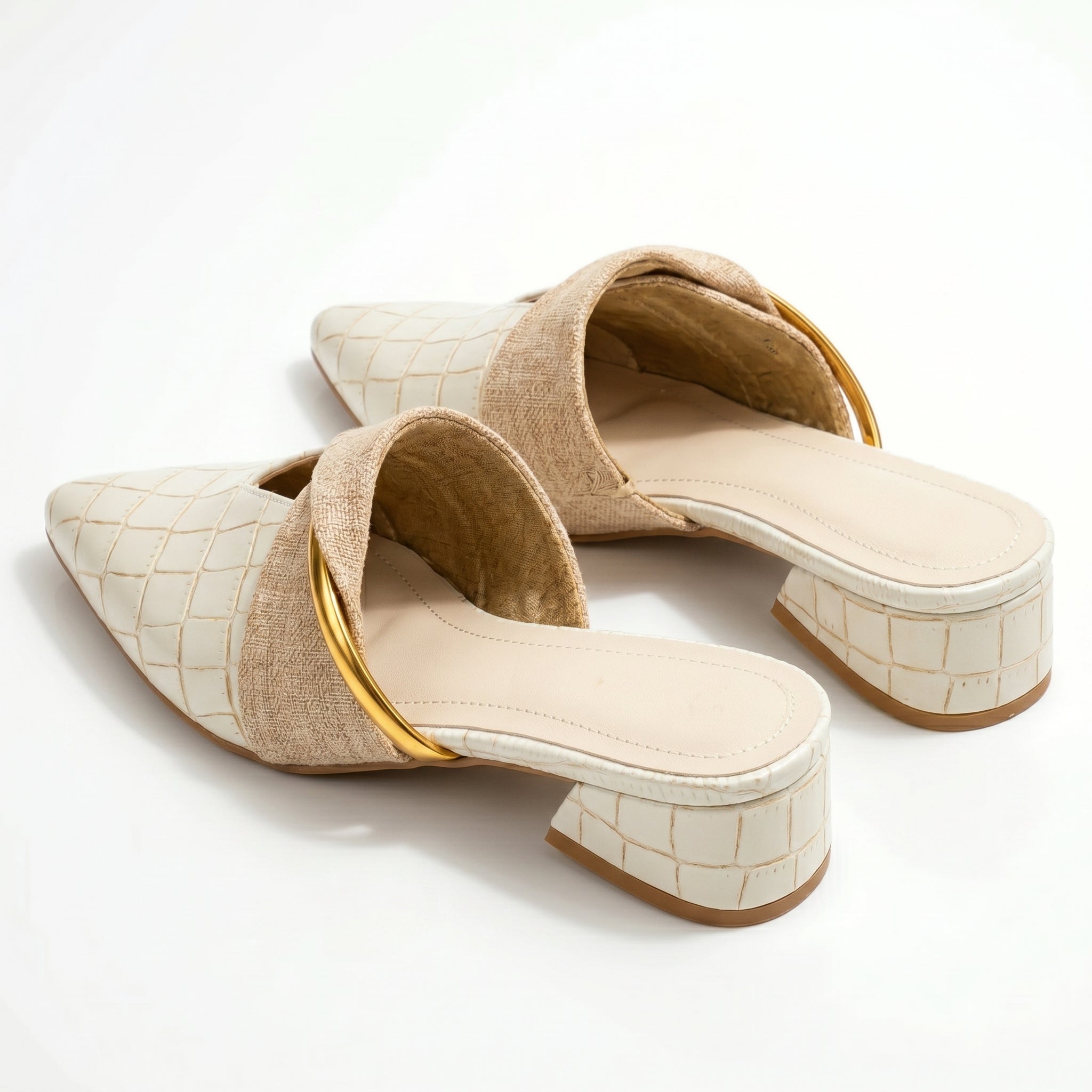 Harriet - Women's Pointed Toe Mules - Sandals & Slides - Cream - Taylor & Bennett