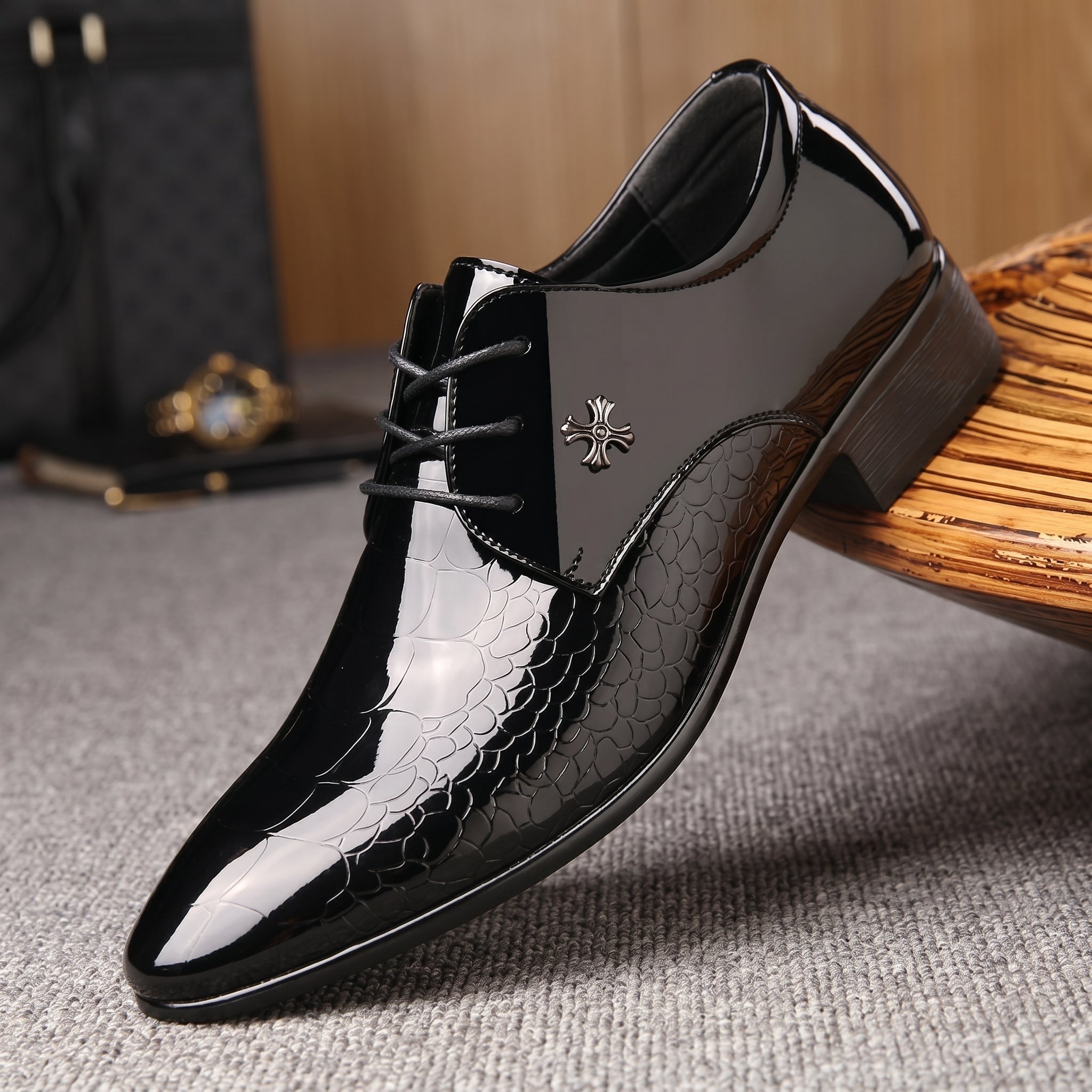 Harrison - Men's Formal Pointed Toe Derby Shoes - Shoes - Black - Taylor & Bennett