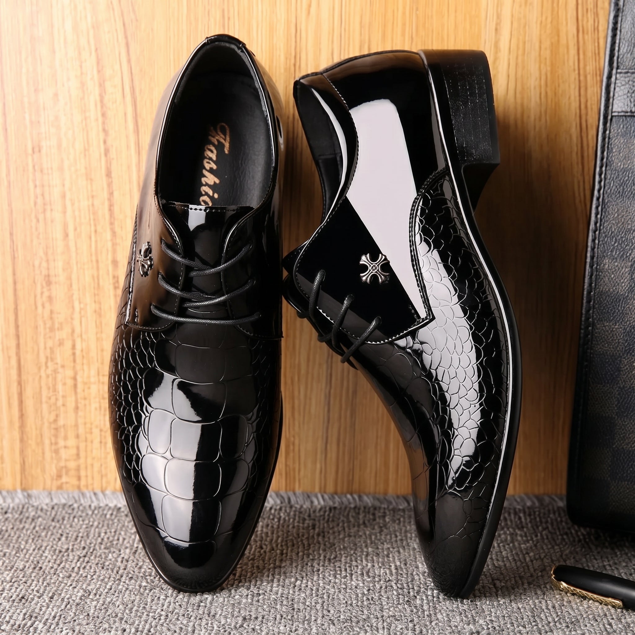 Harrison - Men's Formal Pointed Toe Derby Shoes - Shoes - Black - Taylor & Bennett