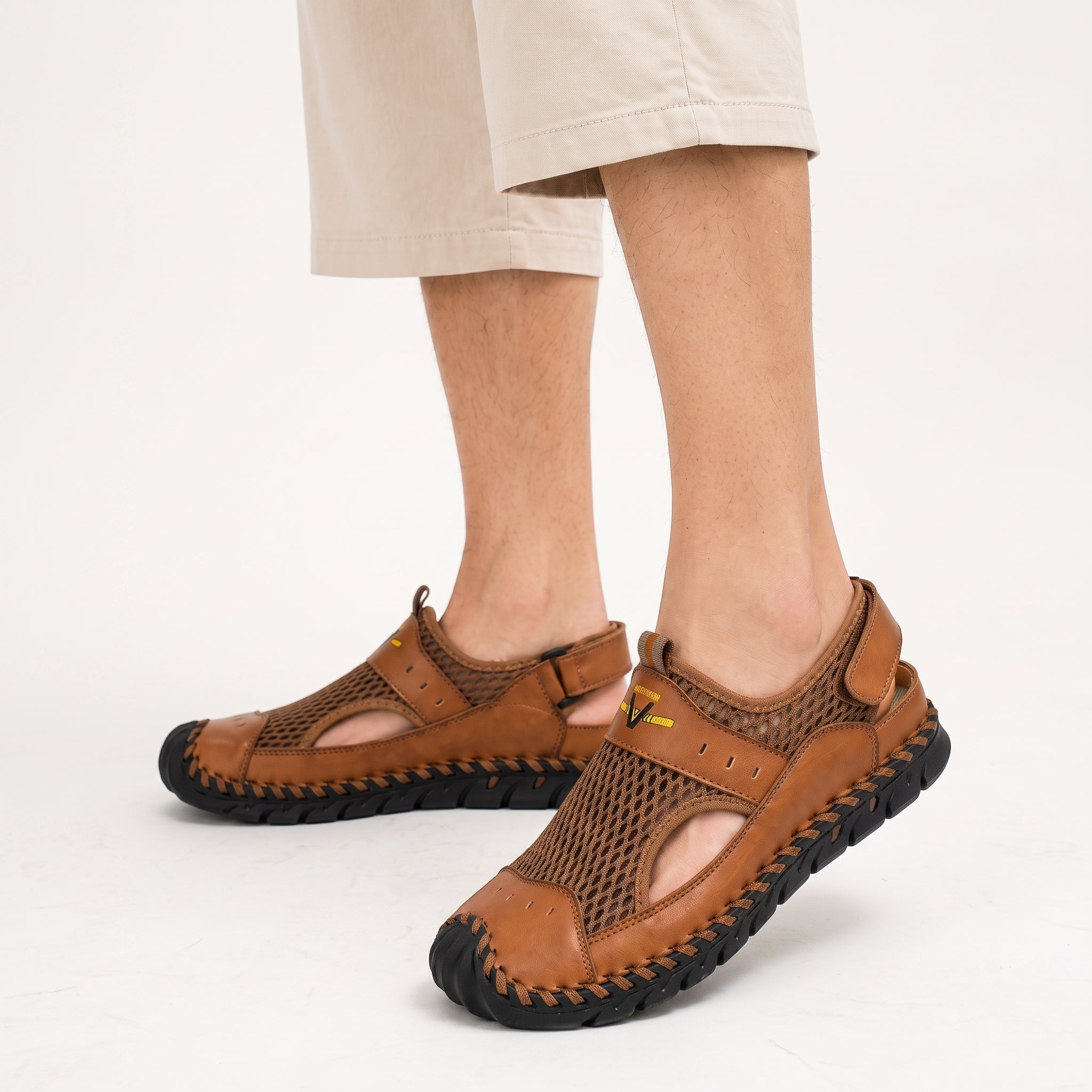 Harrison - Men's Orthopaedic Closed Toe Breathable Sandals - Sandals - Brown - Taylor & Bennett