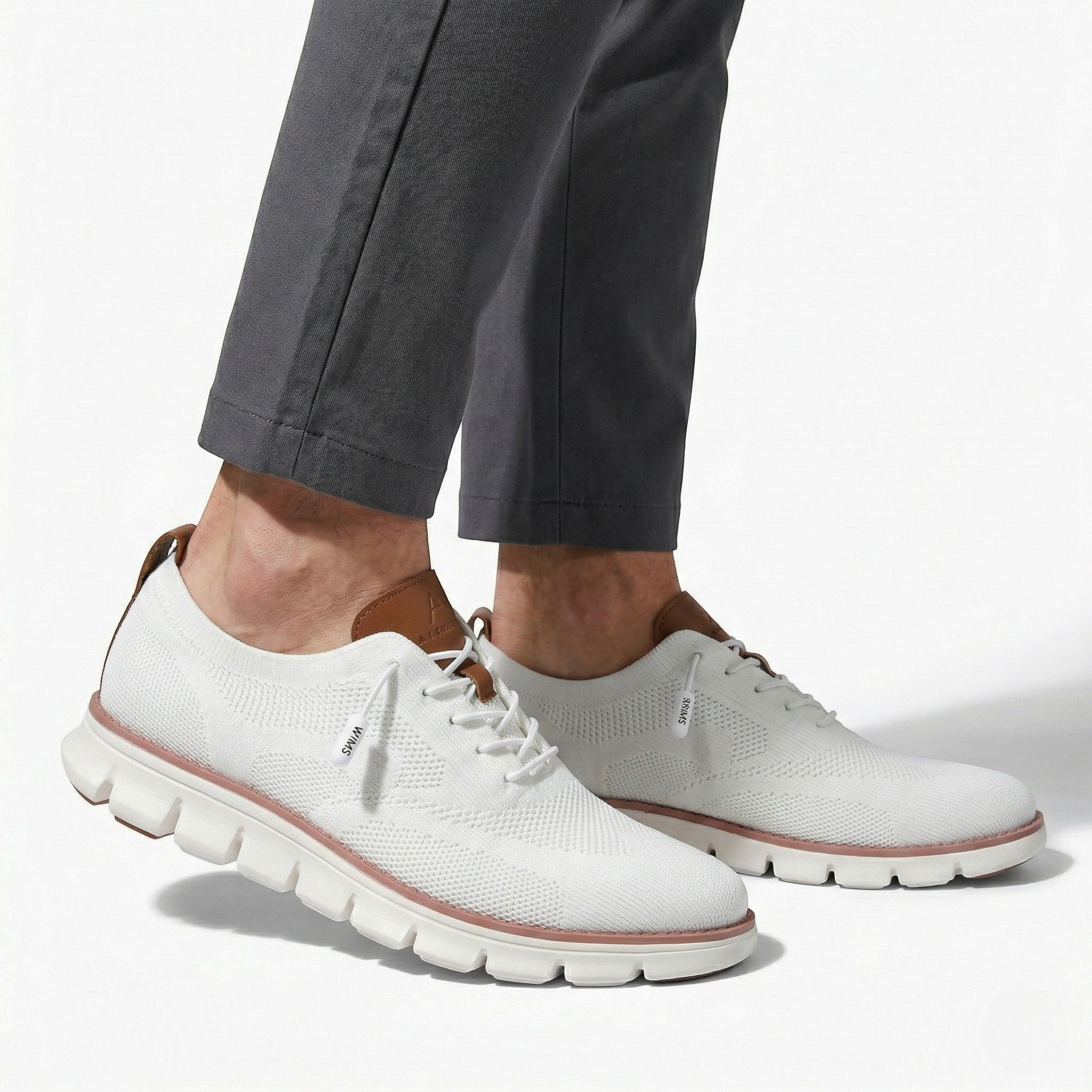 Harry - Men's Breathable Mesh Trainers - Trainers - White - Taylor & Bennett