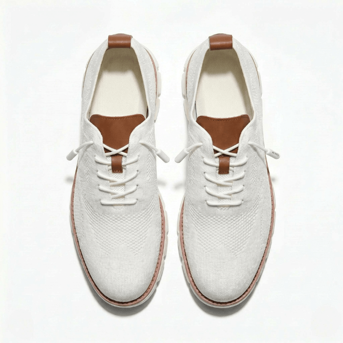 Harry - Men's Breathable Mesh Trainers - Trainers - White - Taylor & Bennett
