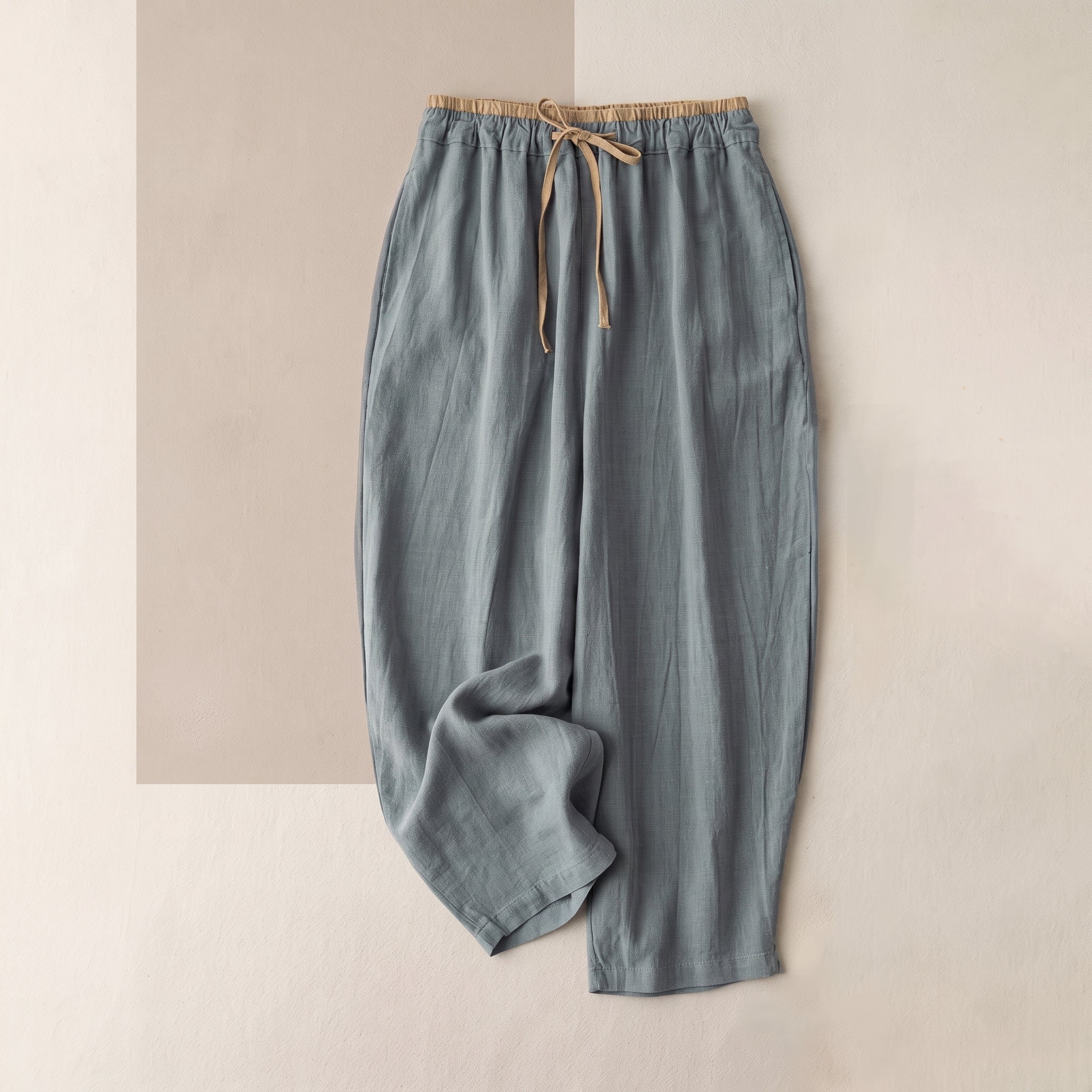 Heidi - Women's Summer High-Waisted Drawstring Waist Trousers - Pants & Trousers - Blue - Taylor & Bennett