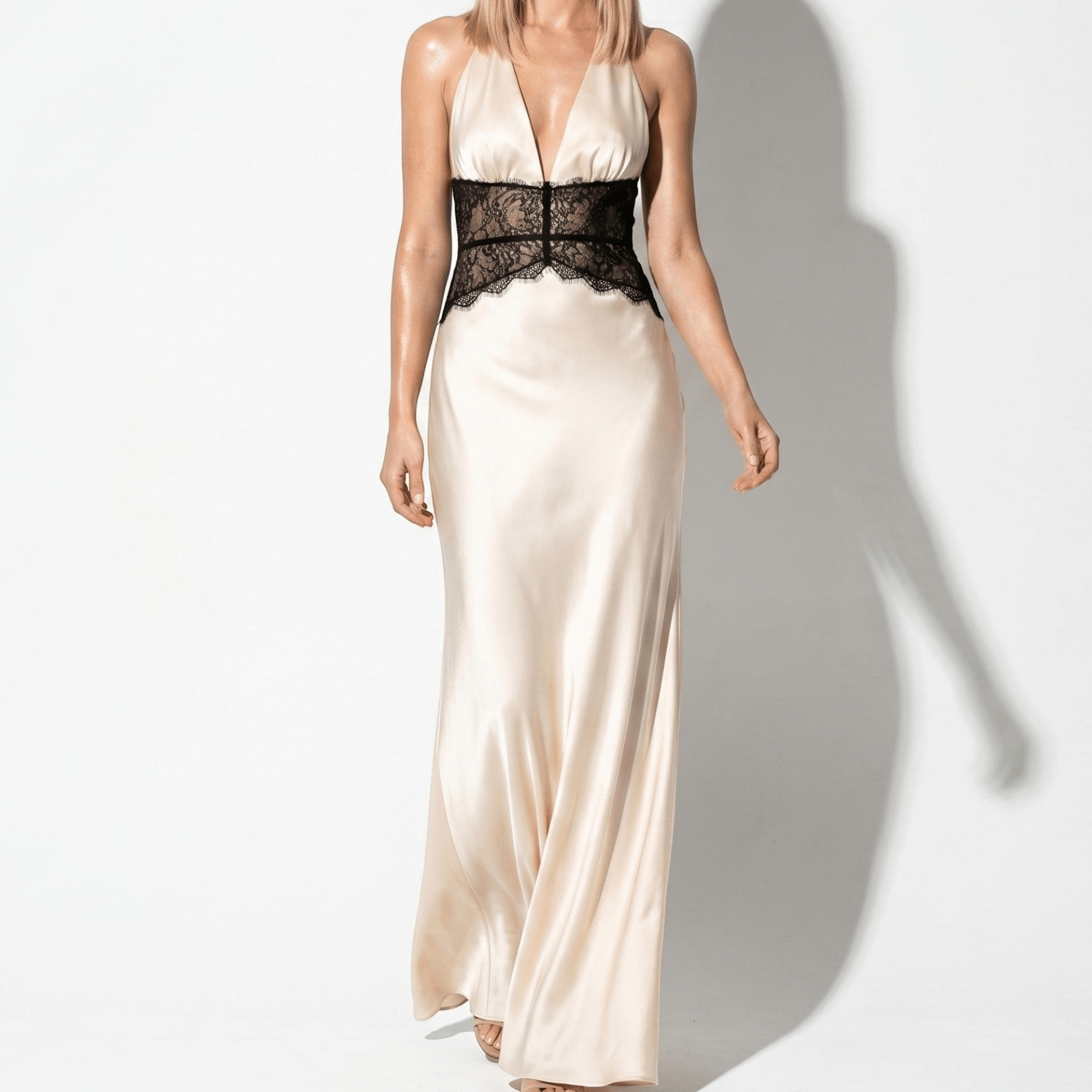 Imogen - Women's Summer Evening Lace Halter Maxi Dress - Dresses - White - Taylor & Bennett