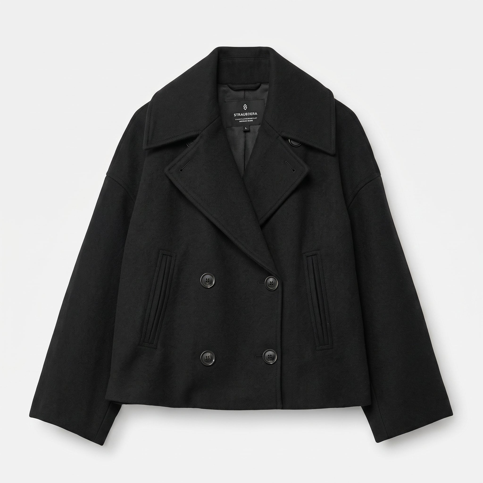 Isabell - Women's Cropped Double-Breasted Transitional Jacket - Jackets - Black - Taylor & Bennett