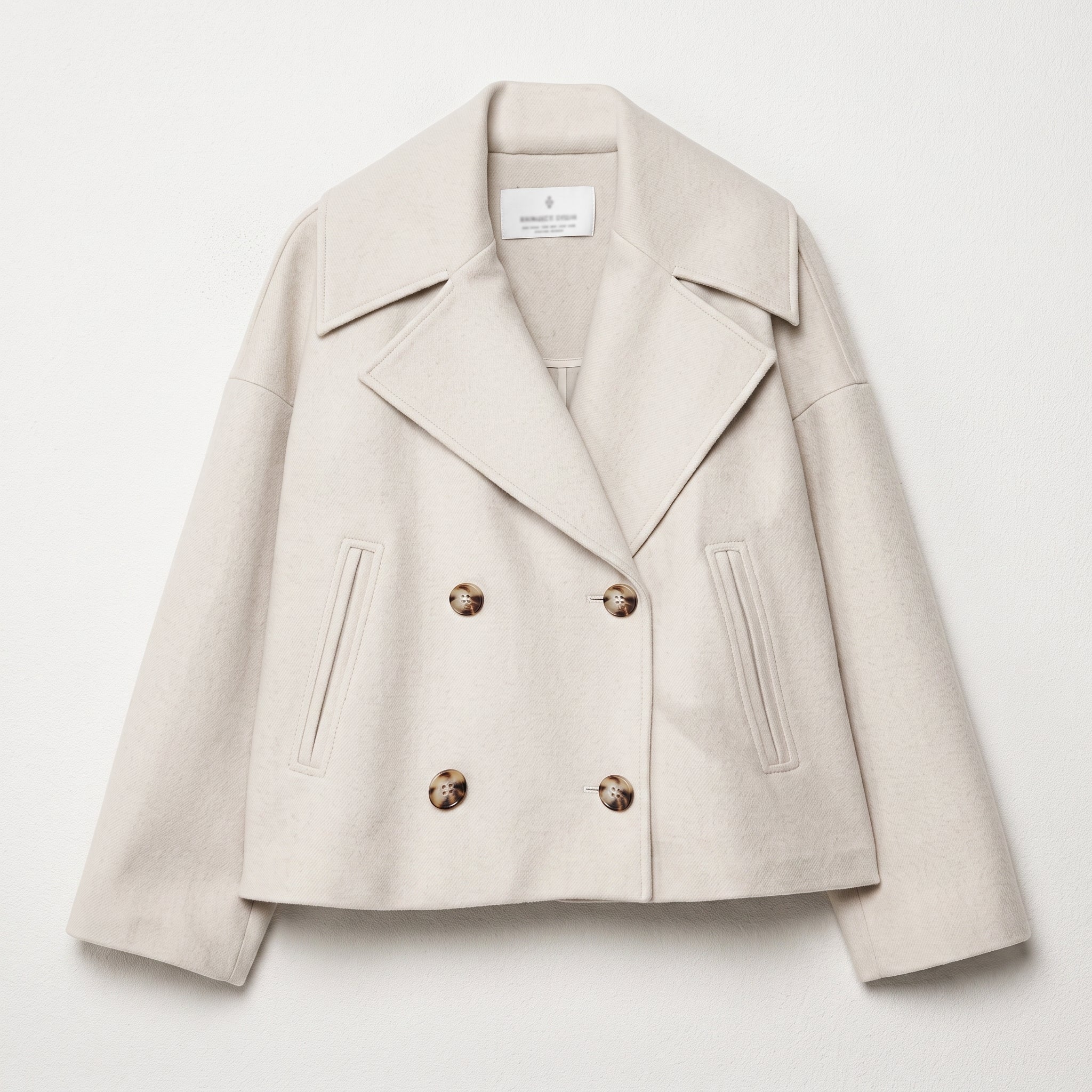 Isabell - Women's Cropped Double-Breasted Transitional Jacket - Jackets - Beige - Taylor & Bennett
